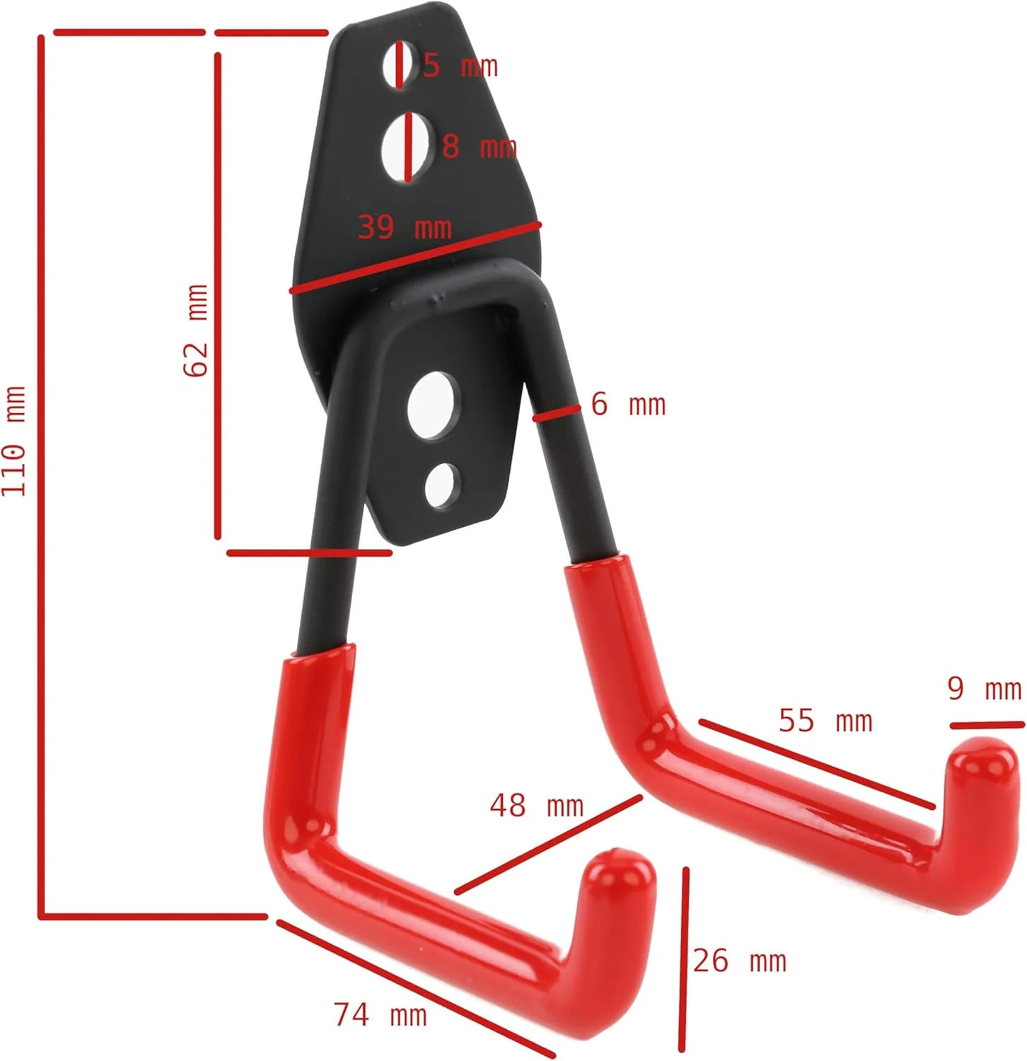 botle Set 10 Stck. Wandhaken, Werkzeughaken, Geradeförmig 7cm, stabil mit PVC-Ummantelung, für Garag - Image 2