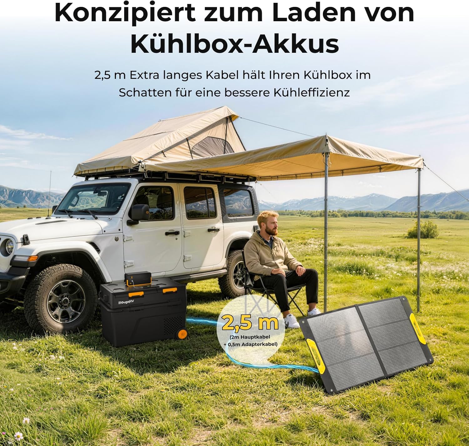 BougeRV 100W Solarpanel Faltbar, 25% Effizienz N-Typ Tragbares Solarpanel für 173Wh/277Wh Akku, Fibe - Image 2