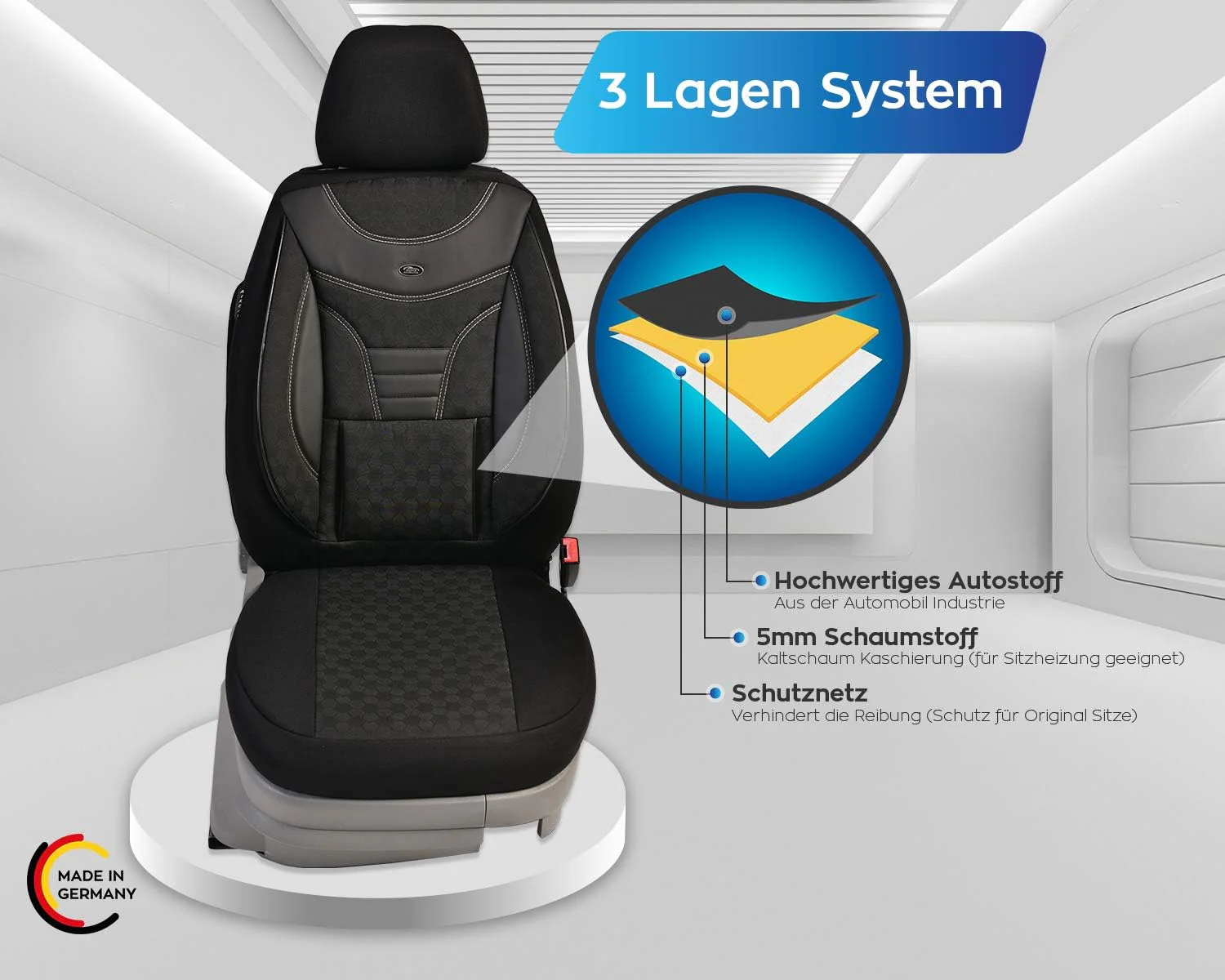 BREMER SITZBEZÜGE Mass Auto Schonbezüge kompatibel mit VW T6 T6.1 Multivan Fahrer & Beifahrer Set ab - Image 5