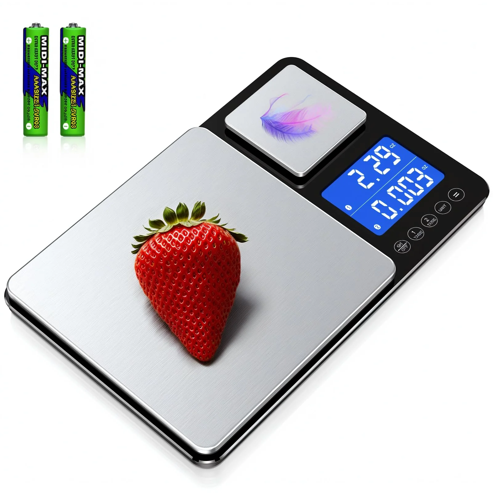BRICH Digitale Küchenwaage mit Dualer Plattform – 500g/0,01g & 15kg/1g Präzision, Summierungsfunktio