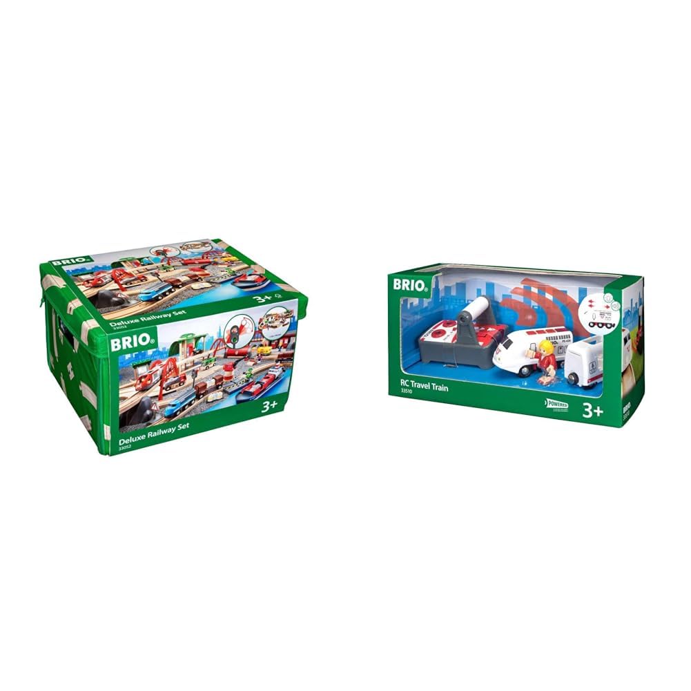 BRIO World 33052 Strassen & Schienen Bahn Set Deluxe – Strassen & Schienen Eisenbahn & World 33510 I