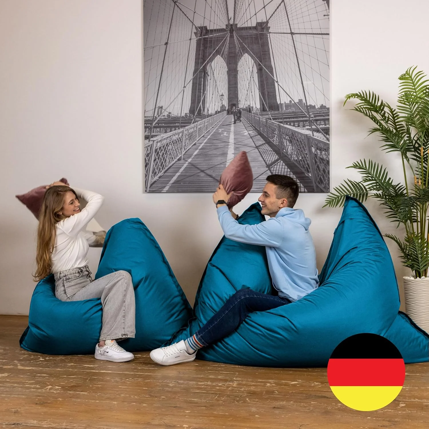 Bruni Riesen-Sitzsack Caree in Blau – rechteckiger XXL-Sitzsack mit 140x180 cm und 400 l Füllung, Be - Image 5