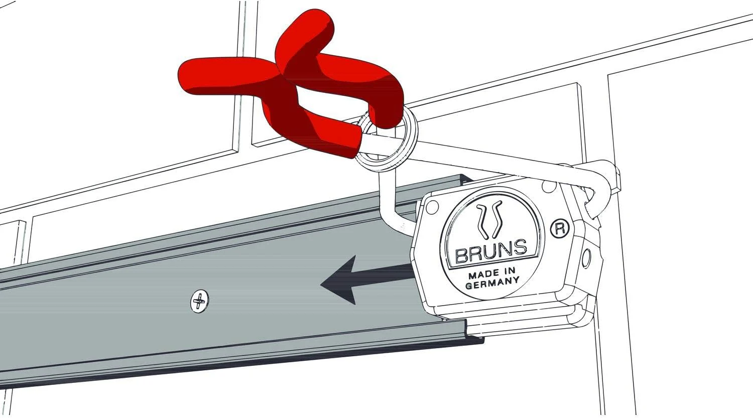 Bruns Gerätehalterset, 5 Bruns-Gerätehalter mit 0,75m Führungsschiene aus Aluminum - Image 3