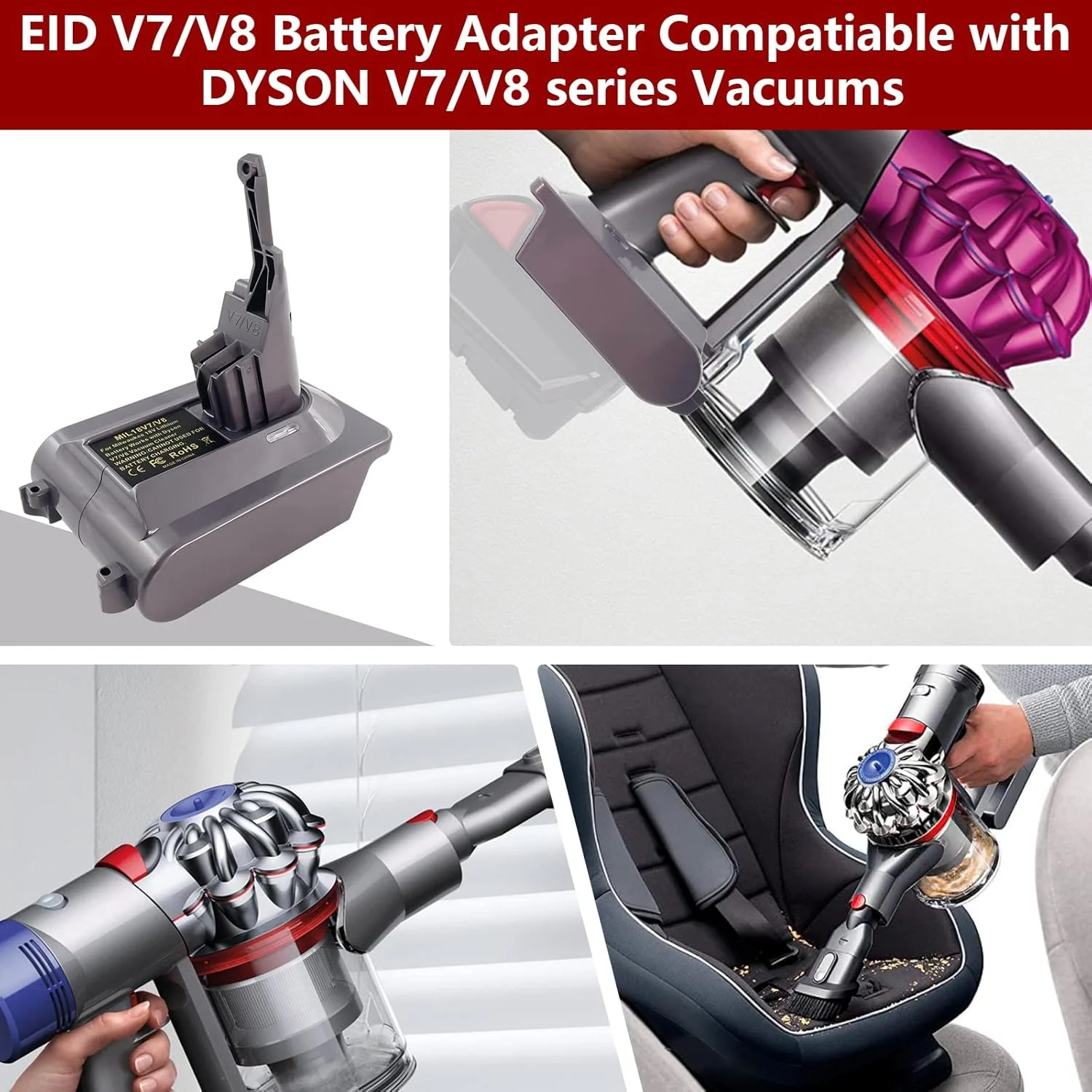 BTRUI Für Dyson V7 V8 Milwaukee M18 Batterieadapter, für Milwaukee M18 18 V Batterie, konvertiert zu - Image 8