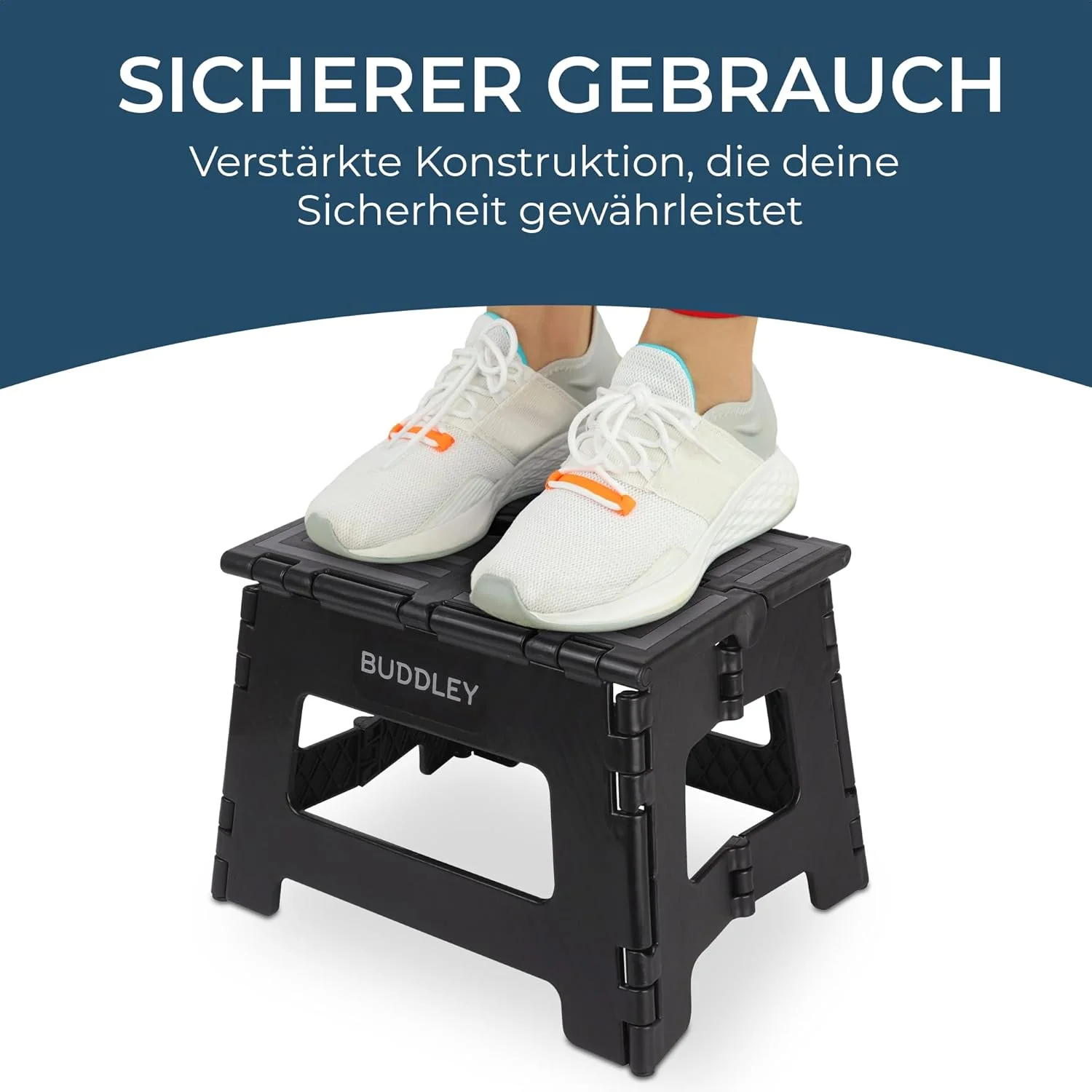 BUDDLEY Tritthocker klappbar Set 2X – 22 cm hoher Tritt mit Anti-Rutsch-Design - Tragfähigkeit bis 9 - Image 5