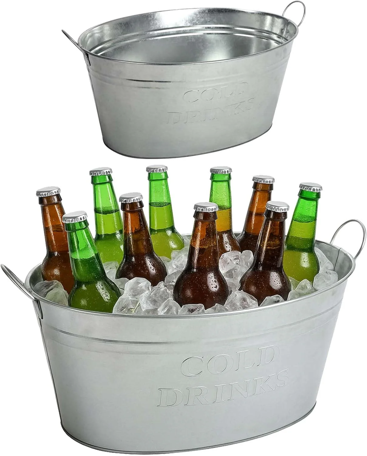BURI 6x Getränkewanne mit Henkel 24 Liter - Zinkwanne wasserdicht Getränkekühler - Grosser Champagne - Image 4