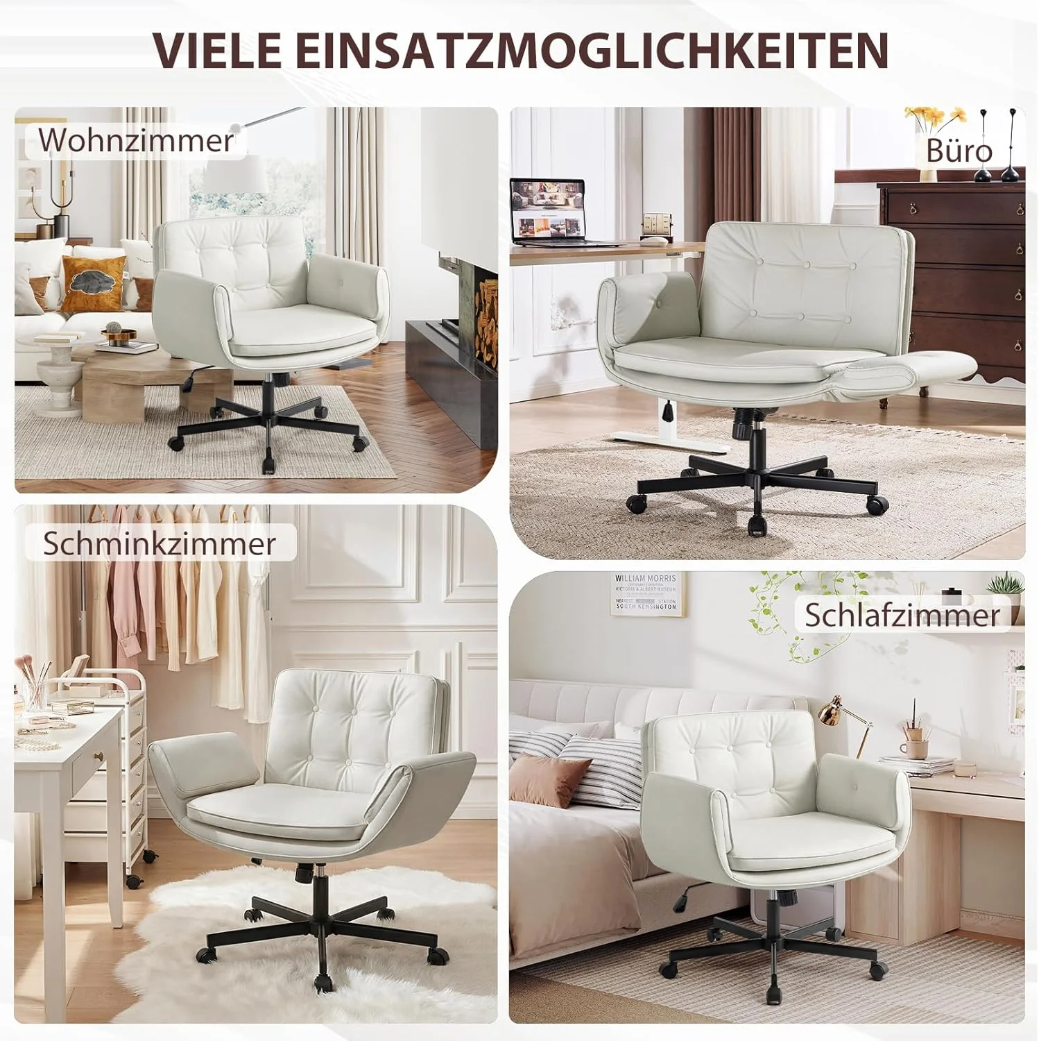 Bürostuhl Ergonomisch mit 5-Stufig Verstellbare Armlehnen, Schreibtischstuhl mit Breitem Sitzkissen, - Image 5