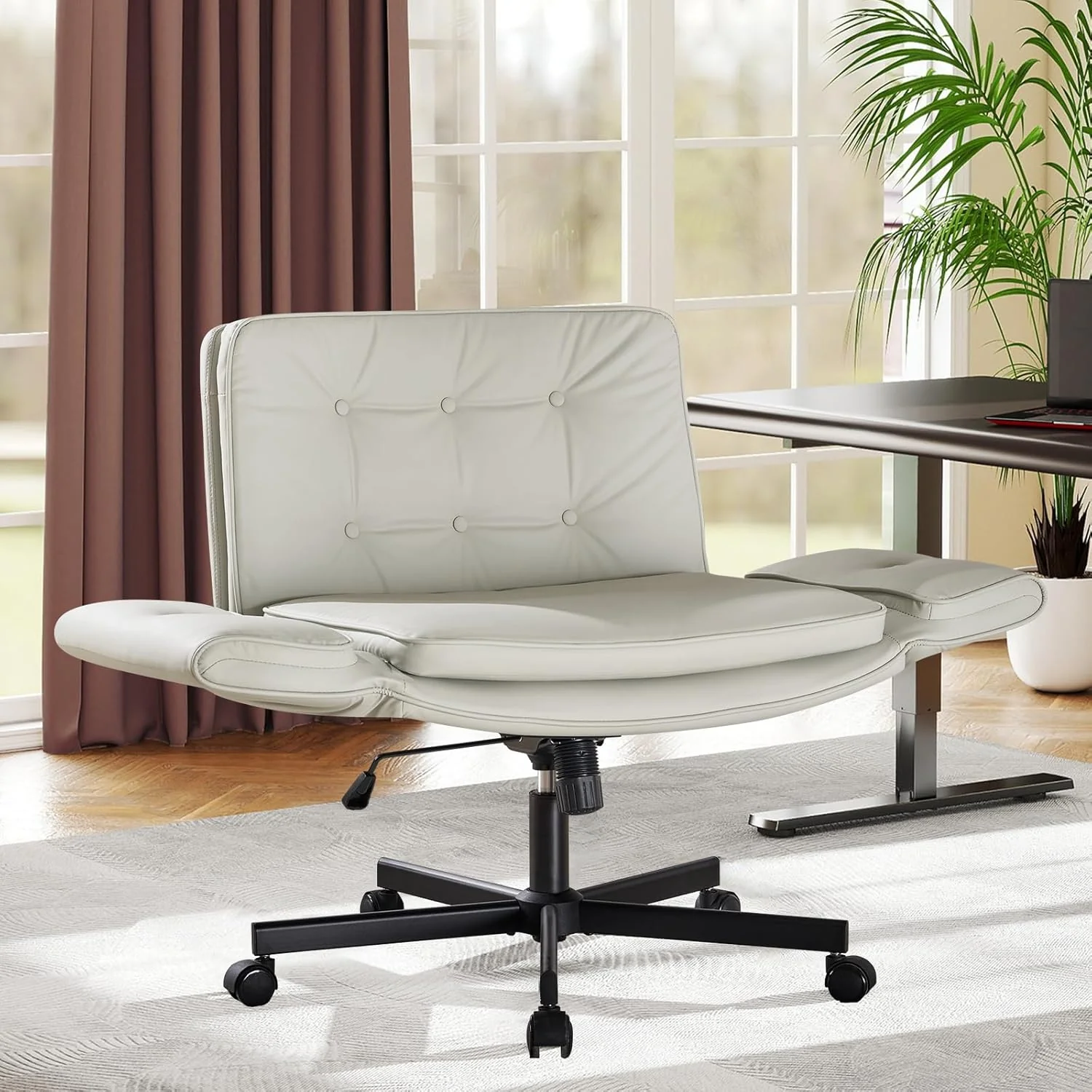 Bürostuhl Ergonomisch mit 5-Stufig Verstellbare Armlehnen, Schreibtischstuhl mit Breitem Sitzkissen, - Image 8