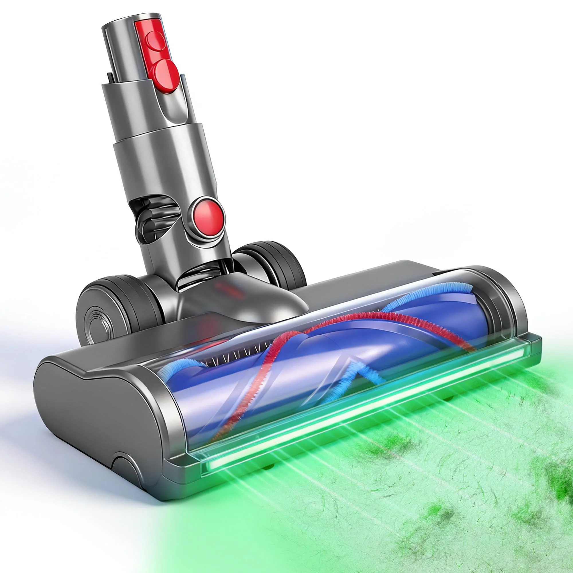 Bürste für Dyson V12 Detect Slim & V10 Digital Slim, Anti-Tangle Bodenbürste mit grünem LED-Licht, E