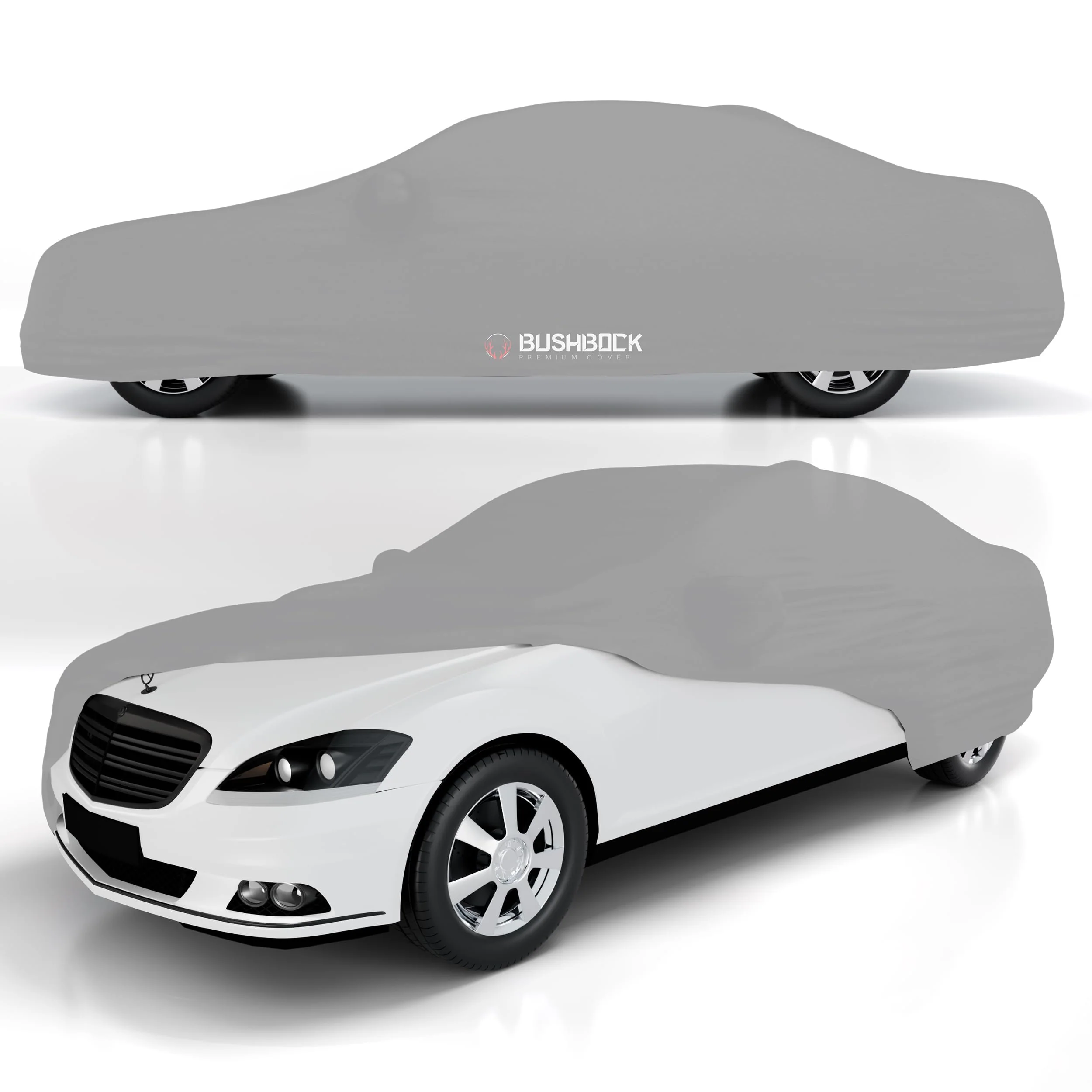 BUSHBOCK® Premium Autoabdeckung Indoor - Satin Schutzhülle Stoff - Abdeckplane Autoplane Autogarage