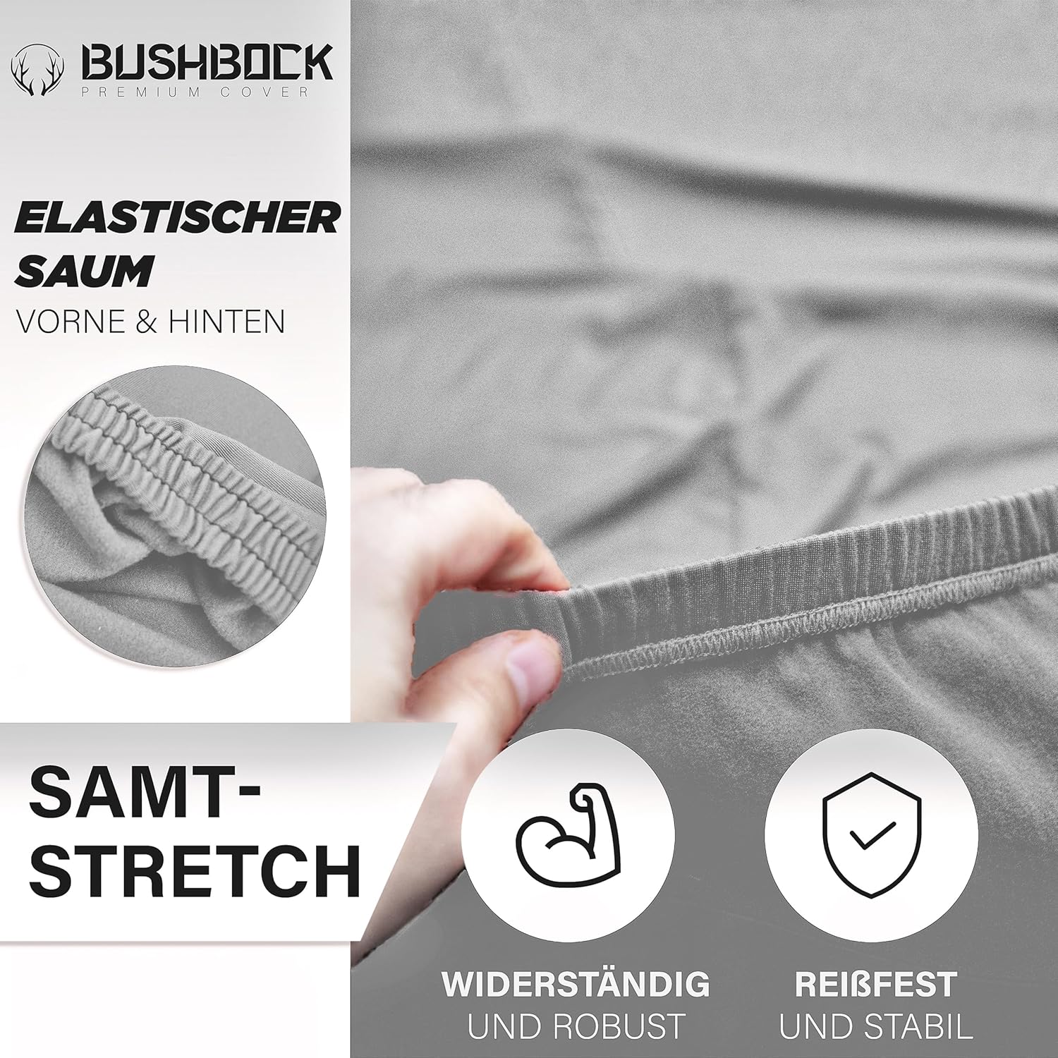 BUSHBOCK® Premium Autoabdeckung Indoor - Satin Schutzhülle Stoff - Abdeckplane Autoplane Autogarage - Image 4