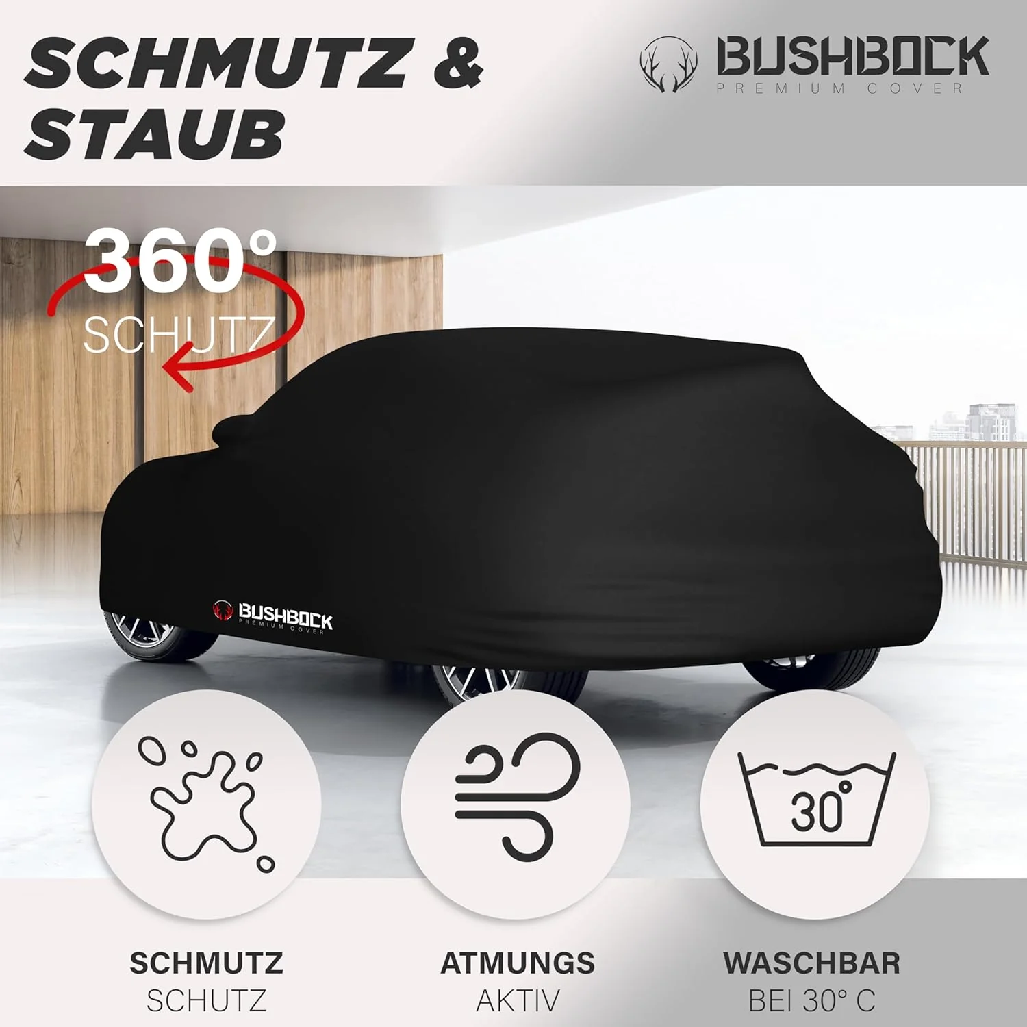 BUSHBOCK® Premium SUV Abdeckung Indoor - Satin Schutzhülle Stoff - Abdeckplane Autoplane Autogarage - Image 7