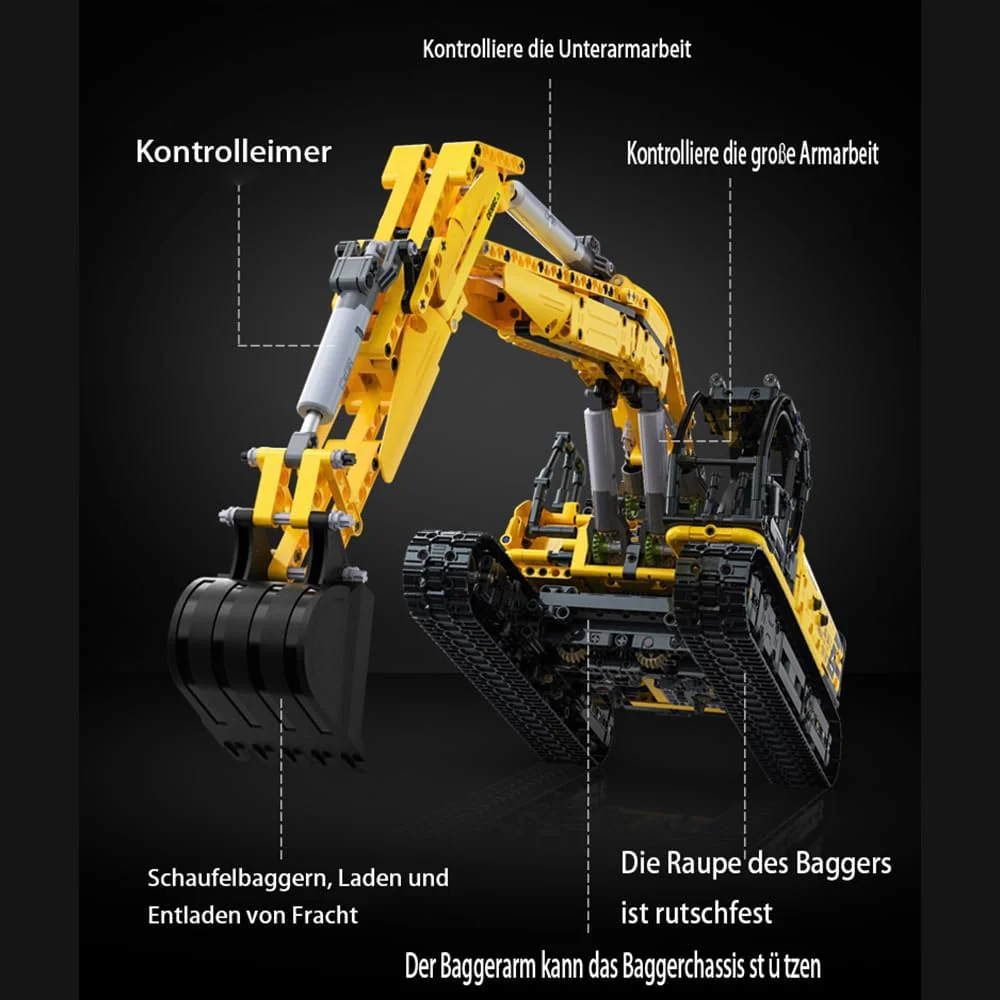 CADA C61082W Technik Bagger, 1700+ KIemmbausteine Technik Raupenbagger Modell, im Massstab 1: 20 Bau - Image 5