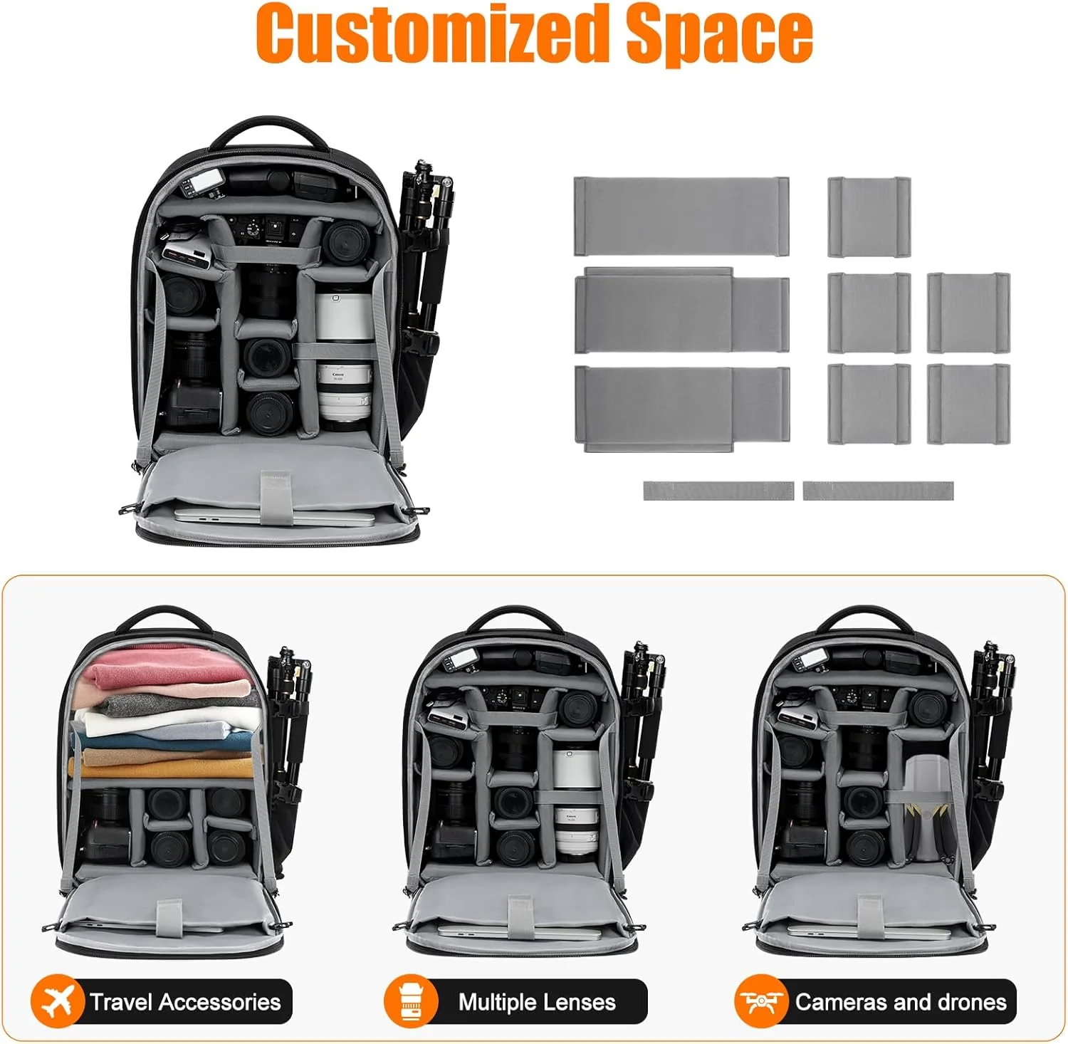 CADeN Professional Trolley Large Camera Backpack Bag for DSLR/SLR Mirrorless Camera Waterproof, Came - Image 3