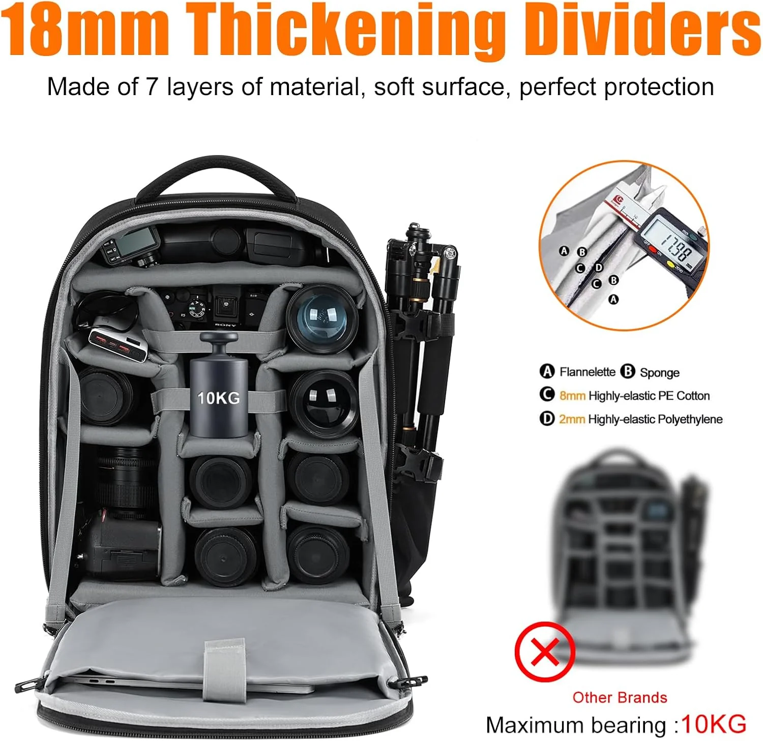 CADeN Professional Trolley Large Camera Backpack Bag for DSLR/SLR Mirrorless Camera Waterproof, Came - Image 6