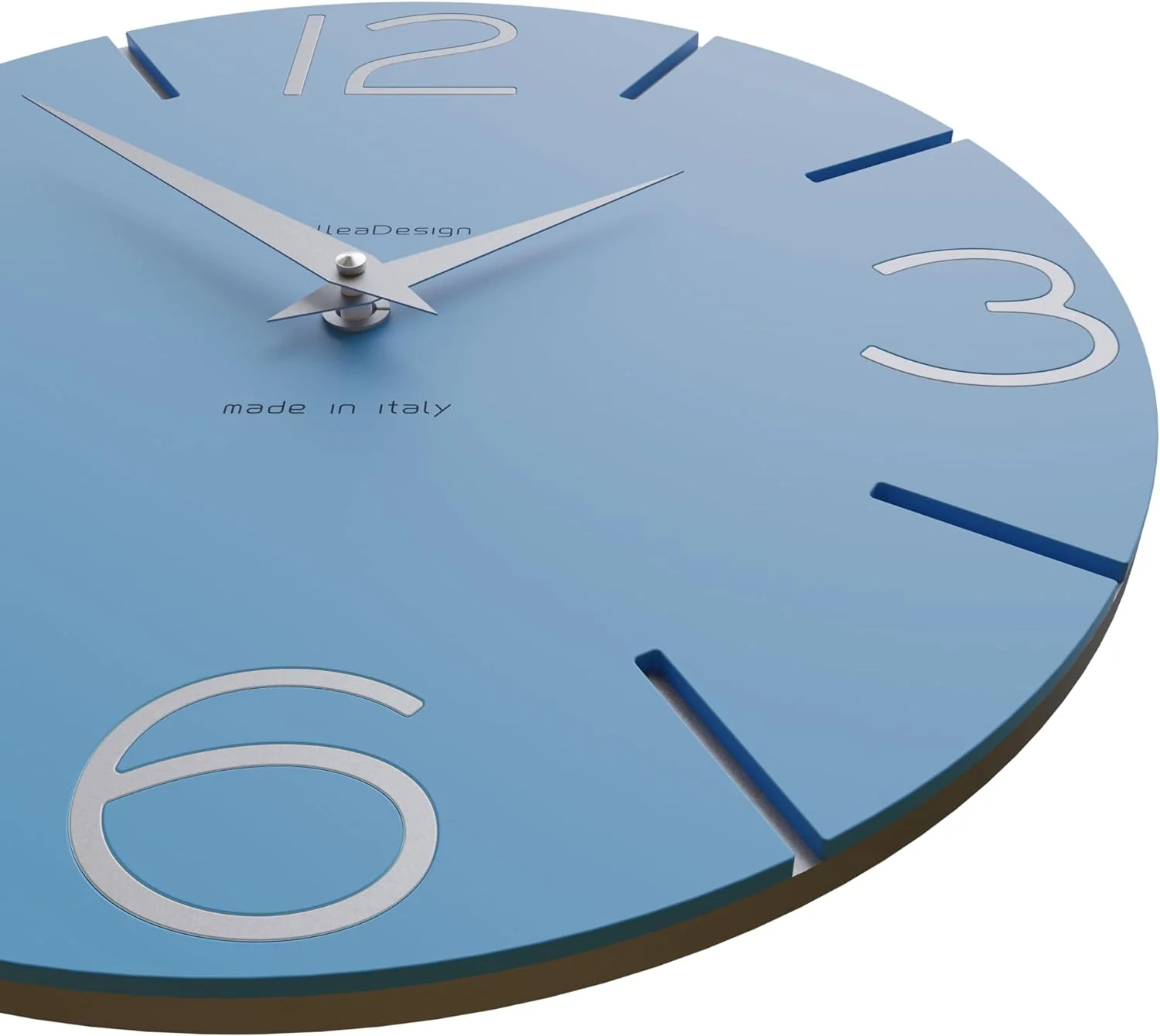 CALLEADESIGN Wanduhr Smile Hellblau und Aluminium Rund 30 cm Schlichtes und modernes Design Geräusch - Image 4