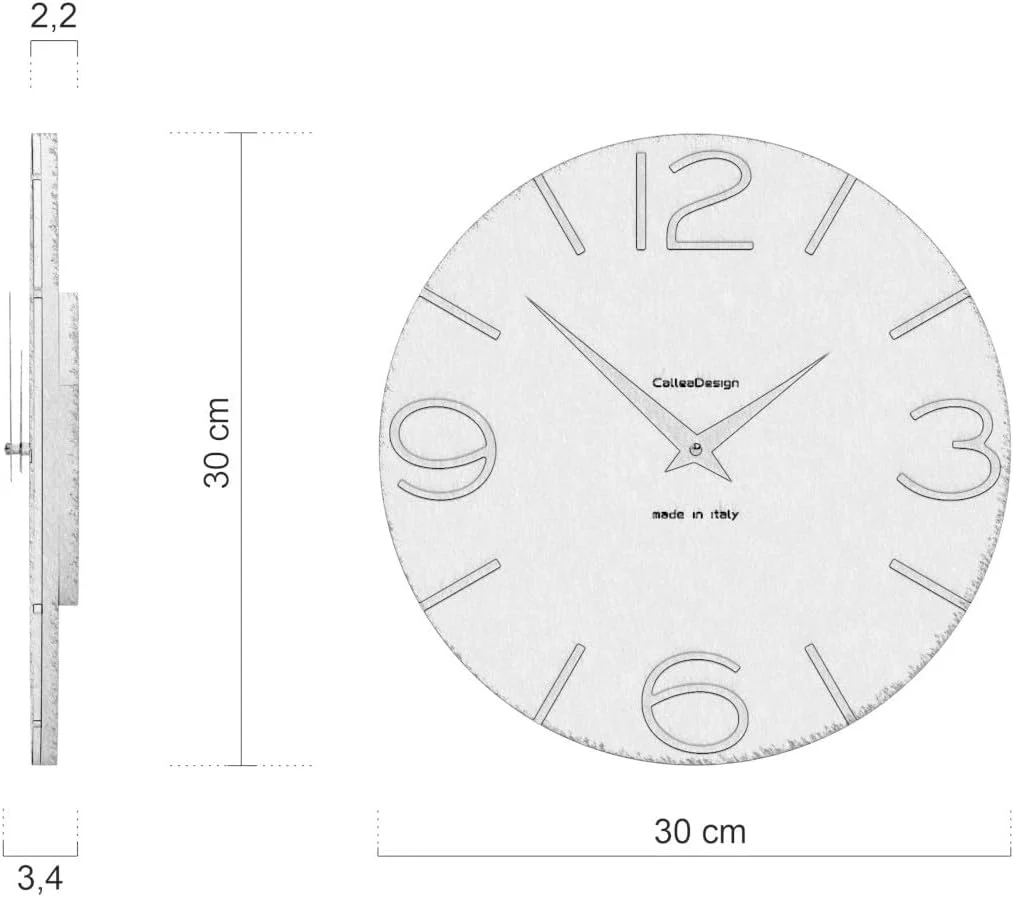 CALLEADESIGN Wanduhr Smile Hellblau und Aluminium Rund 30 cm Schlichtes und modernes Design Geräusch - Image 8