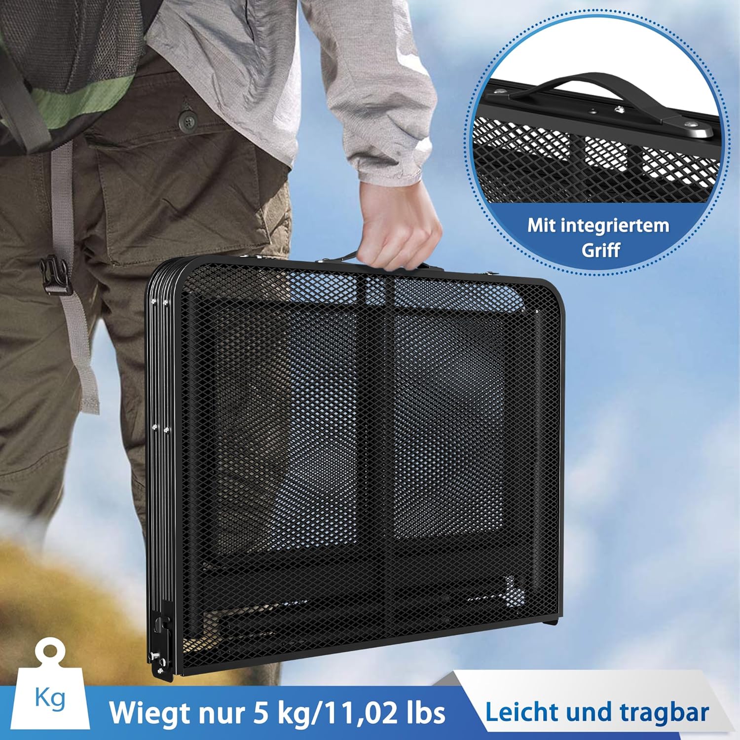 Campingtisch Klapptisch Grilltisch Klappbar 90x60 cm, auf 134x60 cm erweiterbar, höhenverstellbarer - Image 5