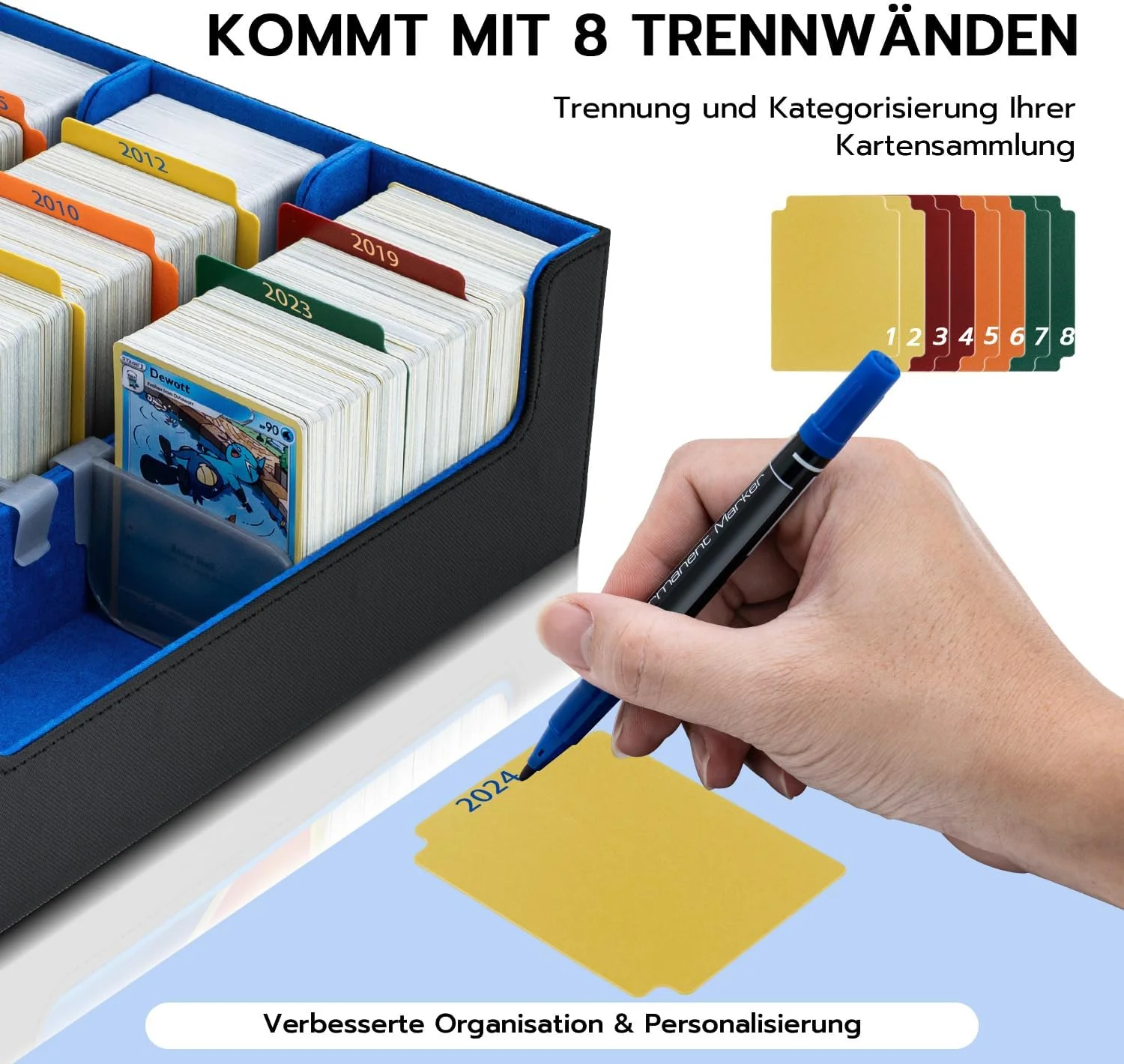Card Deck Box for MTG, Gathering Kartenbox für 1800+ Karten mit Trennwänden,PU Leder Starkes Magneti - Image 6