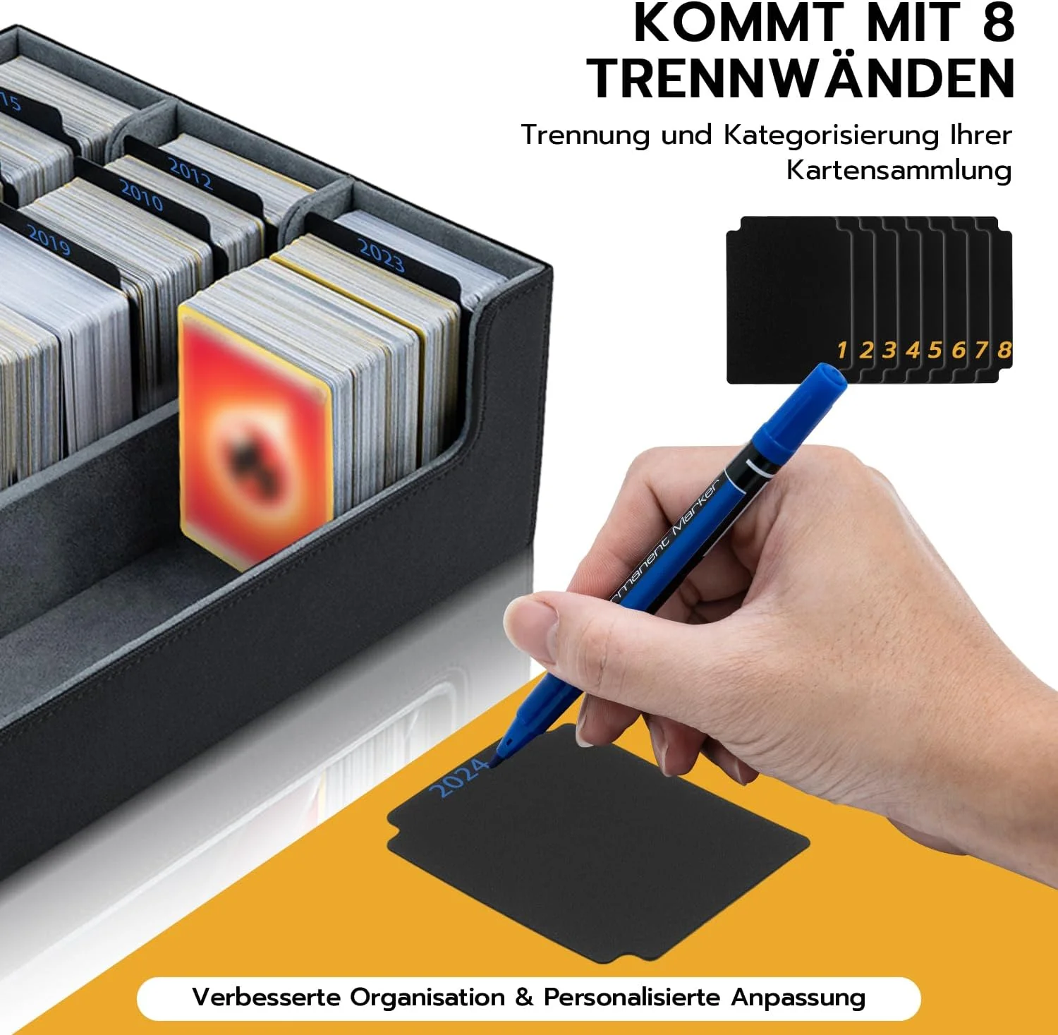 Card Deck Box for MTG,Gathering Kartenbox für 1800+ Karten mit Trennwänden,PU Leder Starkes Magnetic - Image 6