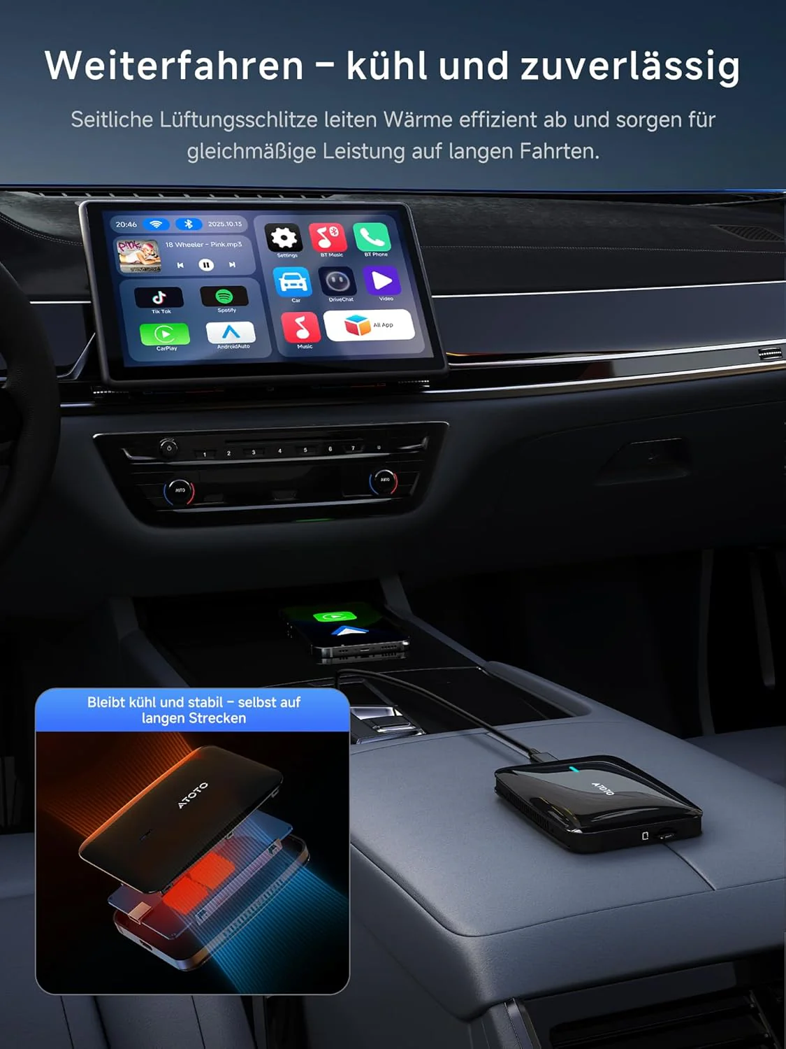 CarPlay Wireless Adapter, Magic AI Box Android Auto mit Dual-WiFi-Stabilität, Kompatibel mit Kabelge - Image 7