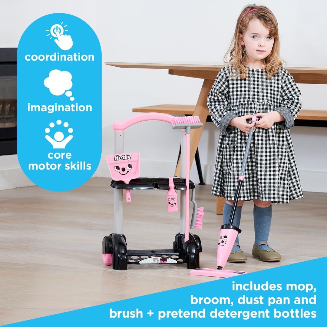 Casdon Hetty Cleaning Trolley , Hetty-Inspired Toy Cleaning Trolley For Children Aged 3+ , Wheels Ar - Image 4