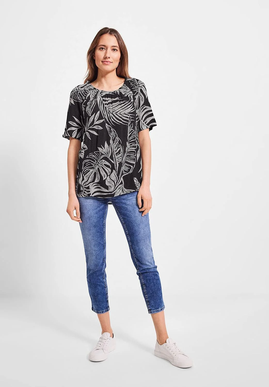 Cecil Damen Sommerbluse Bedruckt XXL Carbon Grey, XXL Carbon Grey - Image 5