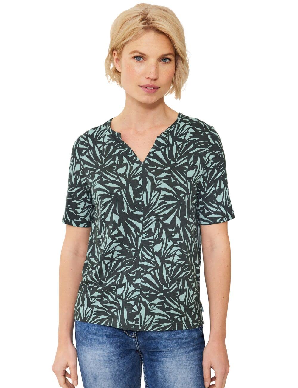Cecil Damen Tunikashirt mit Alloverprint S Easy Khaki, S Easy Khaki