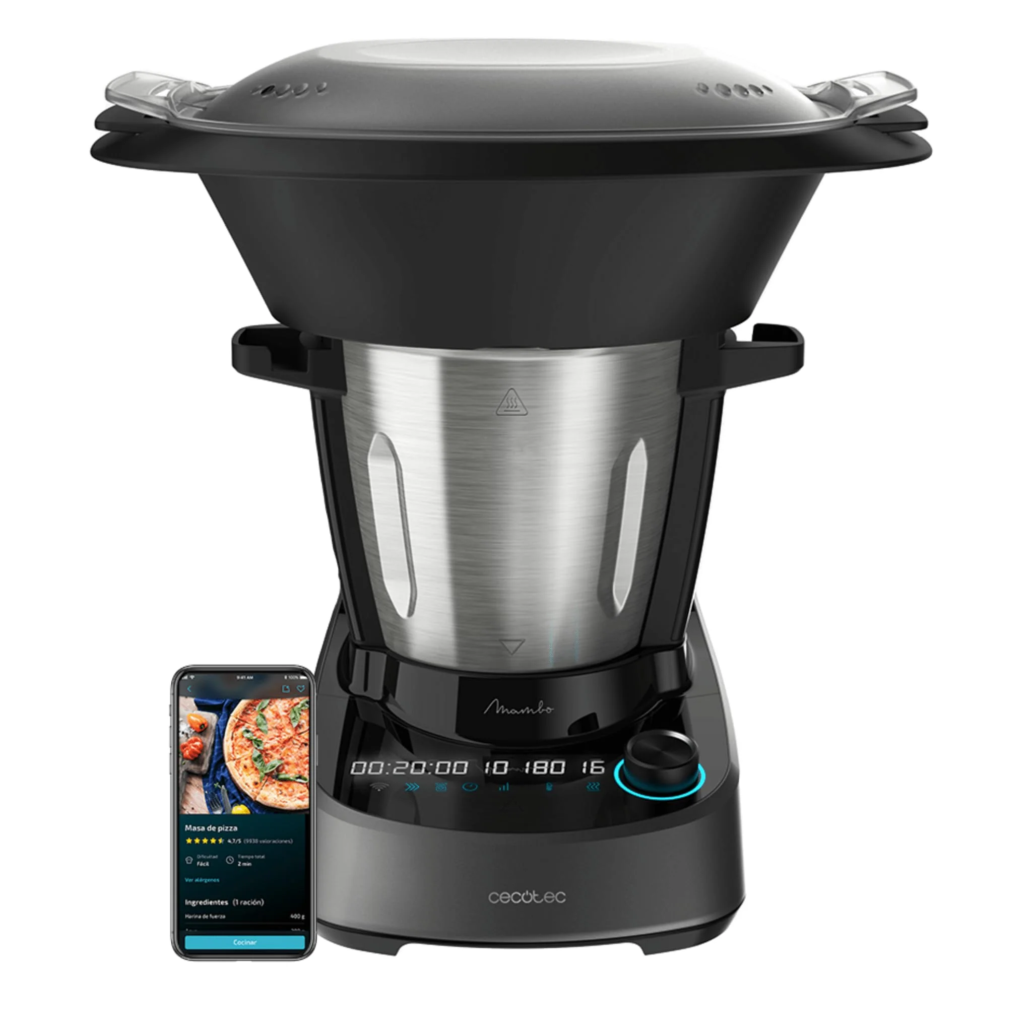 Cecotec Multifunktions-Küchenmaschine Mambo 11090, 1600W, 37 Funktionen, APP, Waage, 3,3L Edelstahlk