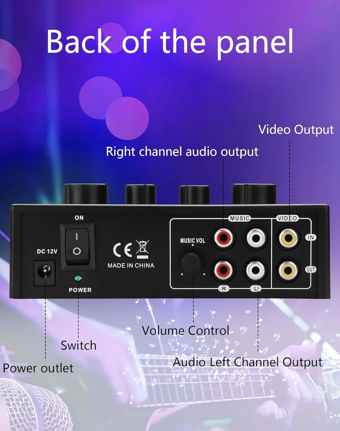 CERRXIAN Karaoke-Soundmixer, zwei Mikrofonanschlüsse mit Echo-Regler, kompatibel mit Fernseher, Comp - Image 3