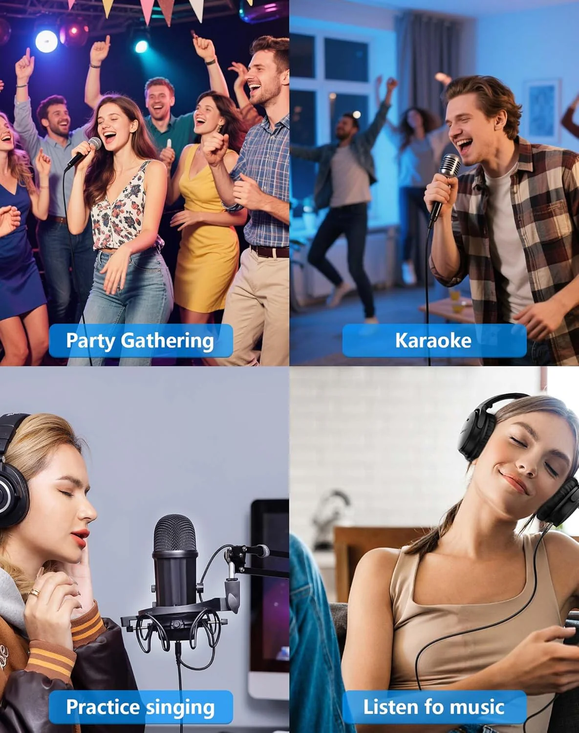 CERRXIAN Karaoke-Soundmixer, zwei Mikrofonanschlüsse mit Echo-Regler, kompatibel mit Fernseher, Comp - Image 7