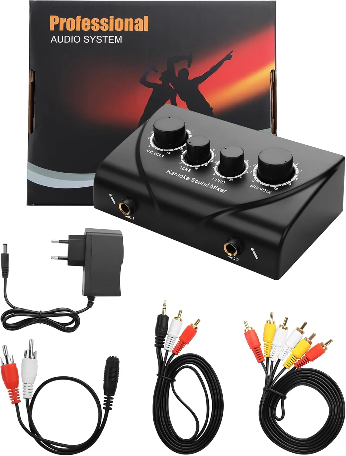 CERRXIAN Karaoke-Soundmixer, zwei Mikrofonanschlüsse mit Echo-Regler, kompatibel mit Fernseher, Comp - Image 8