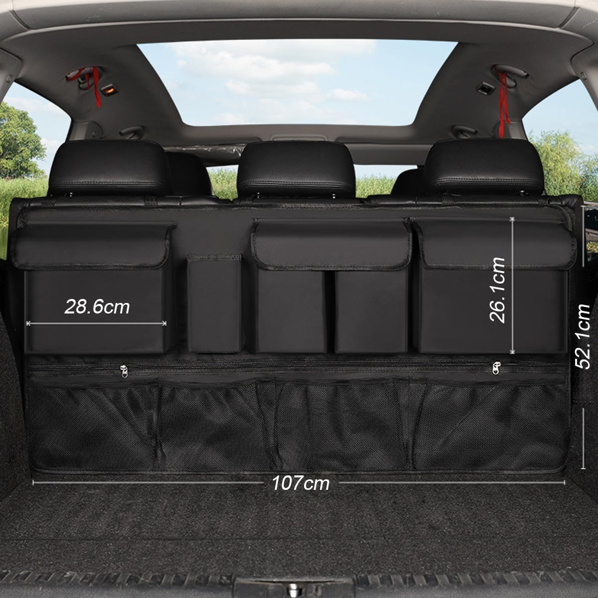 CGEAMDY Multifunktionale Auto Organizer Rücksitz, Kofferraum Organizer Auto, Oxford Tuch Auto Koffer - Image 2