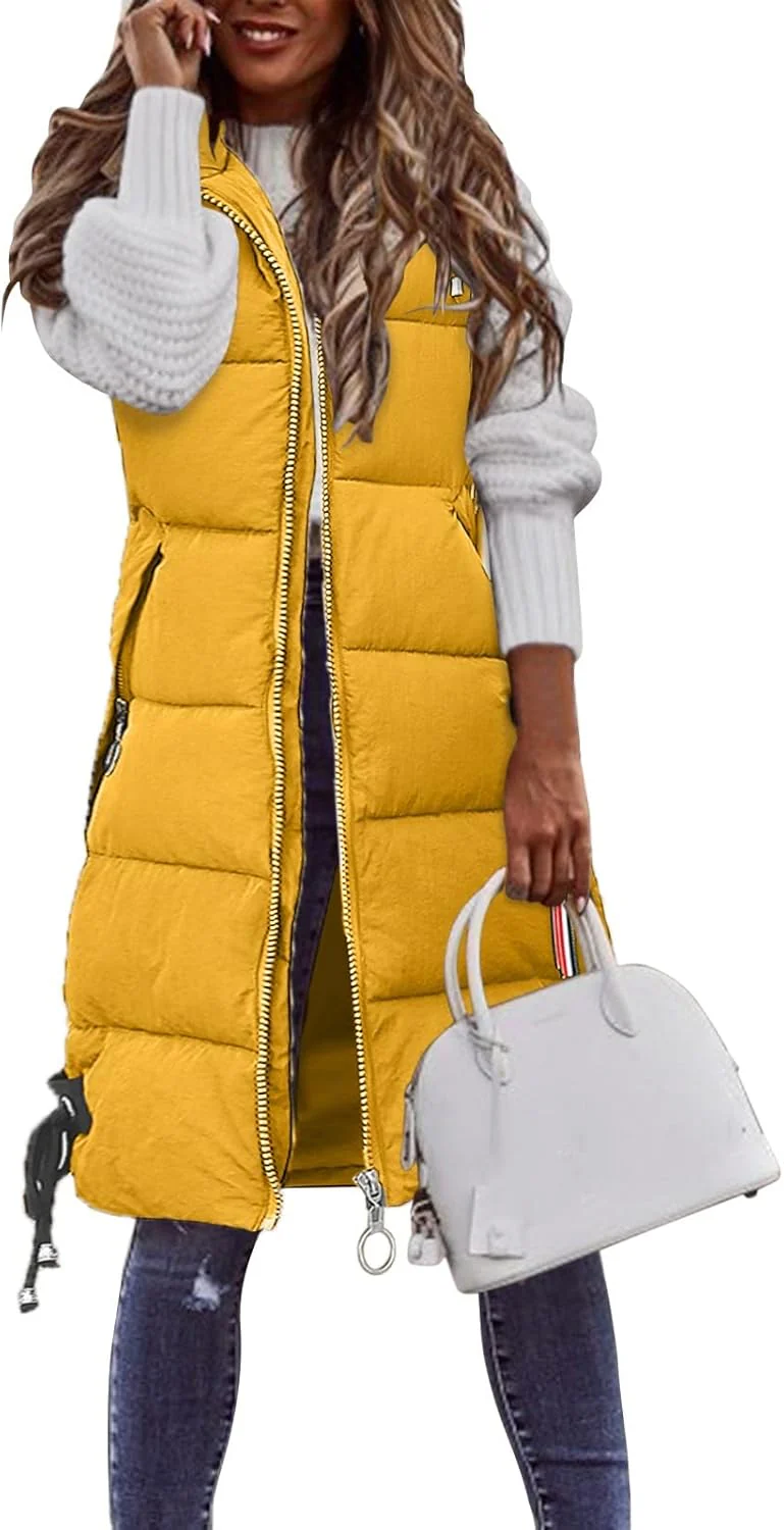 Chanpning Weste Damen Lang Winter Plus Size Long-Steppweste Lässige Pufferjacke Oversize Steppweste - Image 2