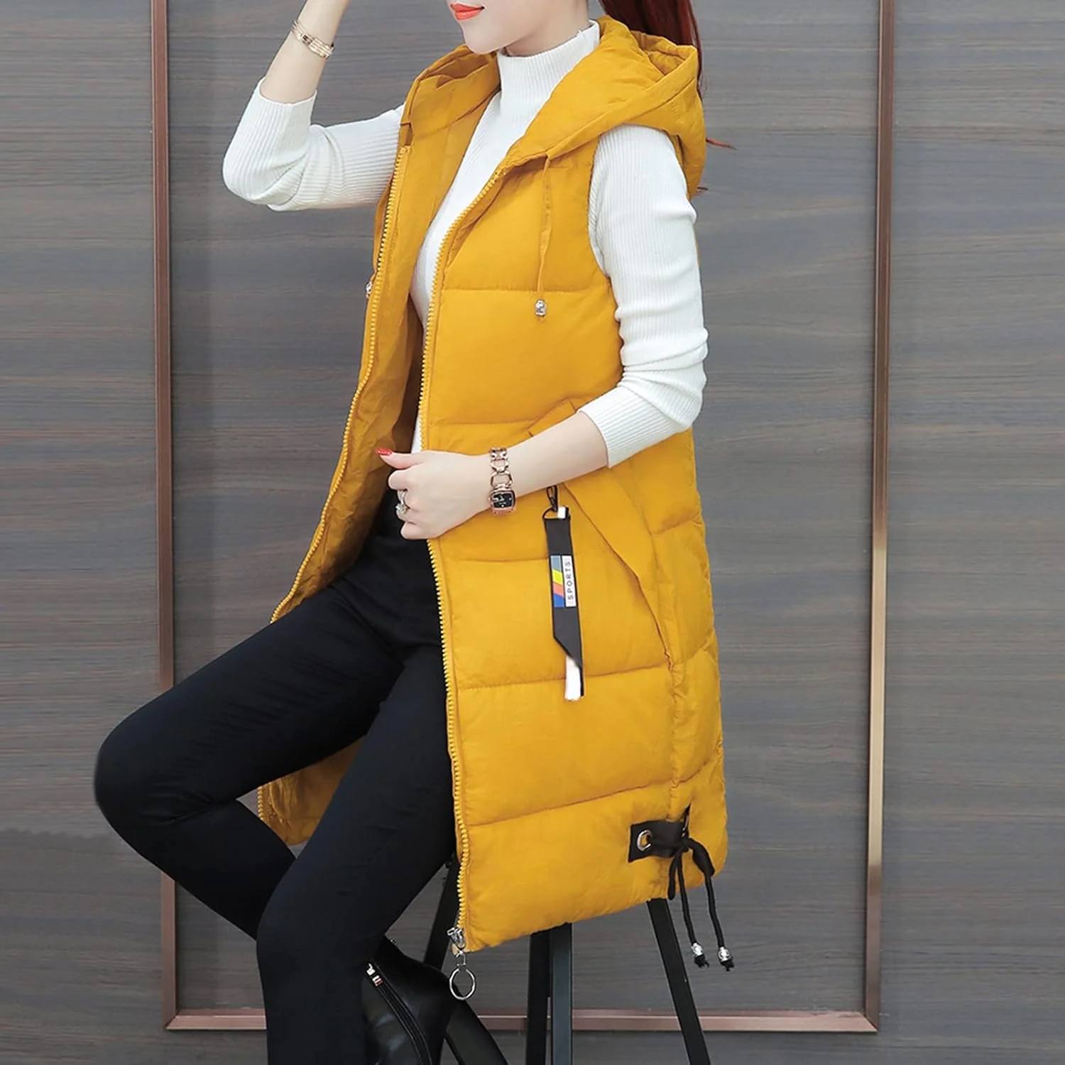 Chanpning Weste Damen Lang Winter Plus Size Long-Steppweste Lässige Pufferjacke Oversize Steppweste - Image 5