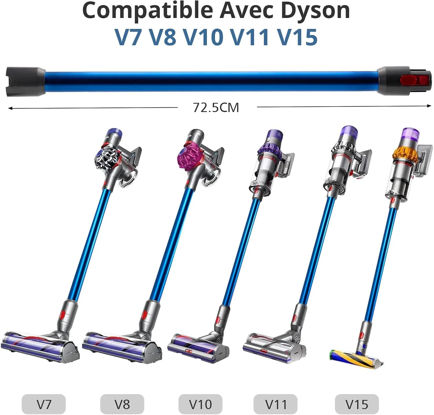 Cheerhom Teleskoprohr für Dyson, Verlängerungsrohr Kompatibel für Dyson V7 V8 V10 V11 V15, 73 cm Sta - Image 2