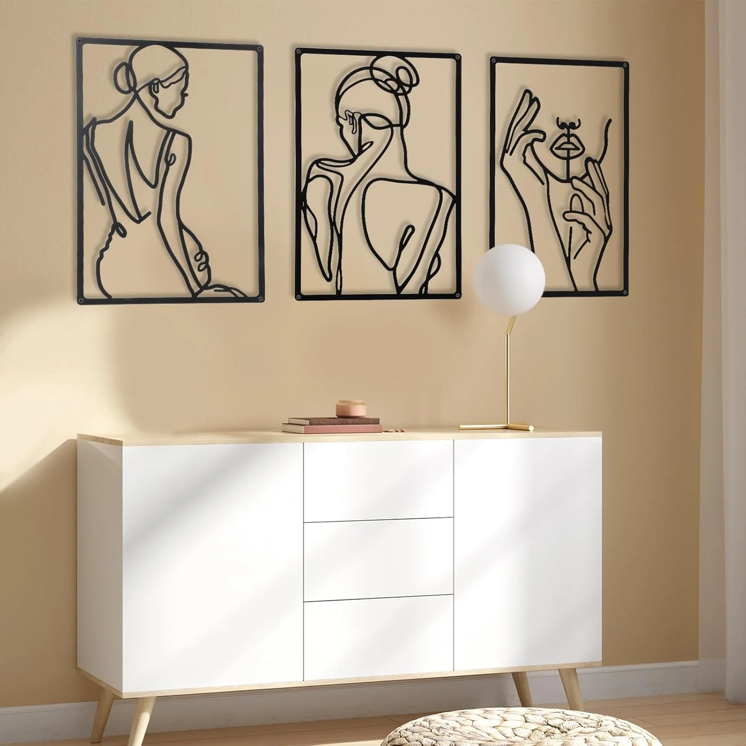 CHENGU Minimalistische abstrakte Frauen-Wandkunst, Linienzeichnung, Wandkunst, Dekoration, einzeilig - Image 5