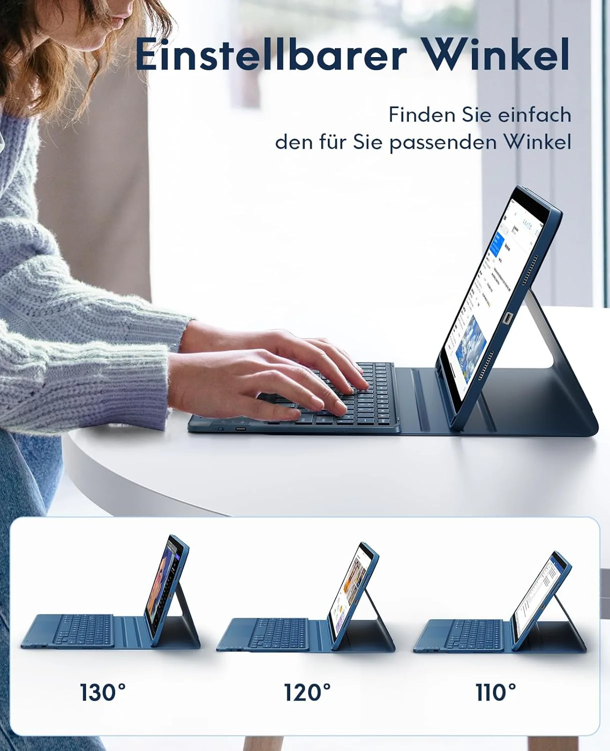 CHESONA Hülle mit Tastatur für iPad 10 Generation/11 Generation A16 2025, 7 Farben Beleuchtung, Mult - Image 7
