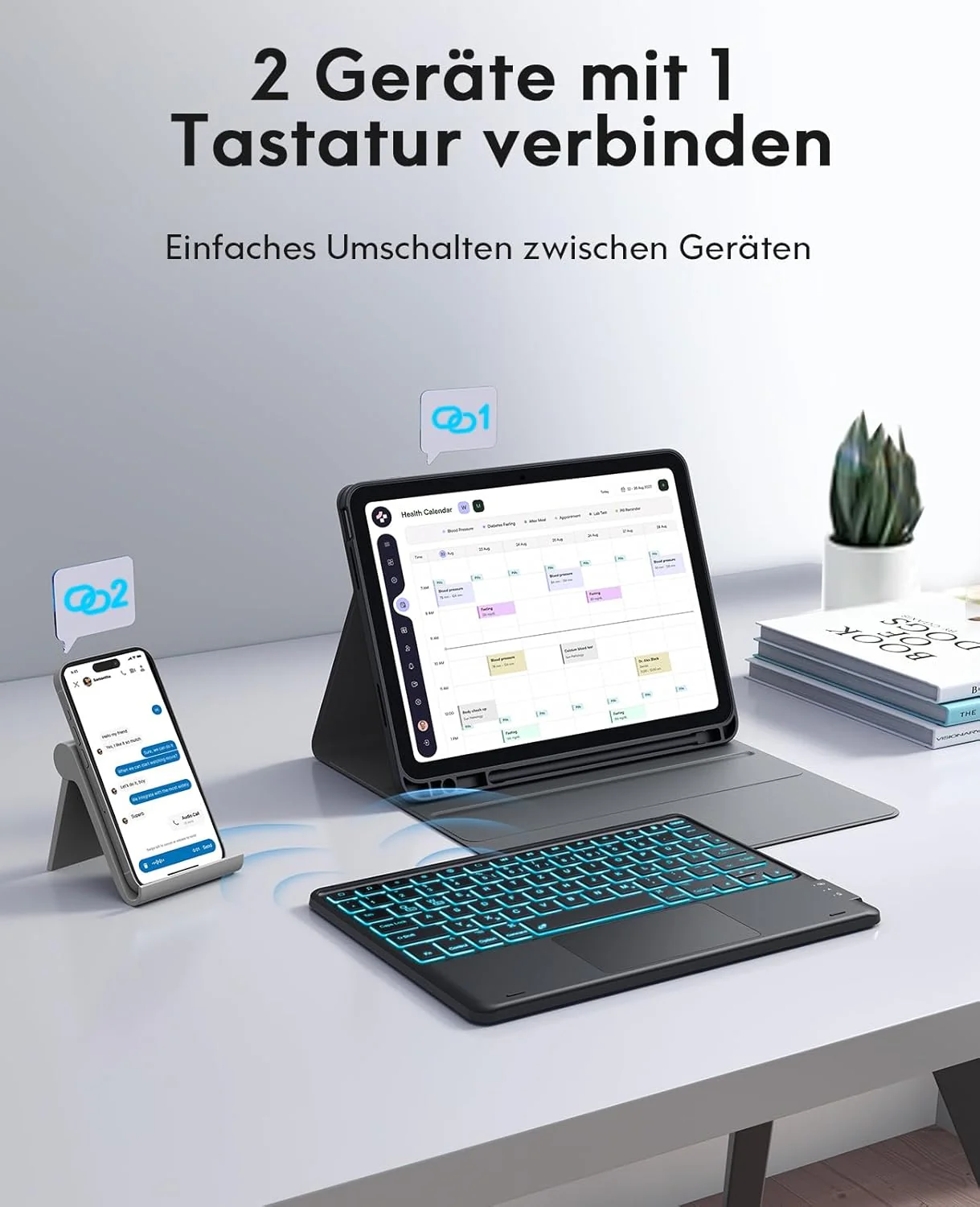 CHESONA iPad 10 Generation Hülle mit Tastatur(10,9, 2022), 7 Farben Beleuchtung, Multi Touch Trackpa - Image 6
