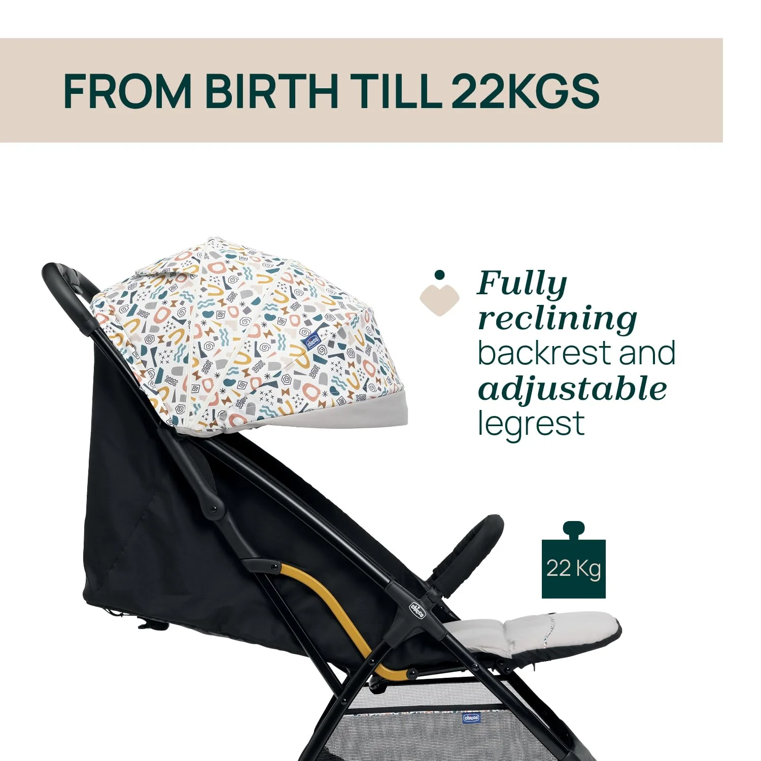 Chicco Glee leichter Kinderwagen, Buggy, praktisch und leicht, automatischer Schliessmechanismus, br - Image 6