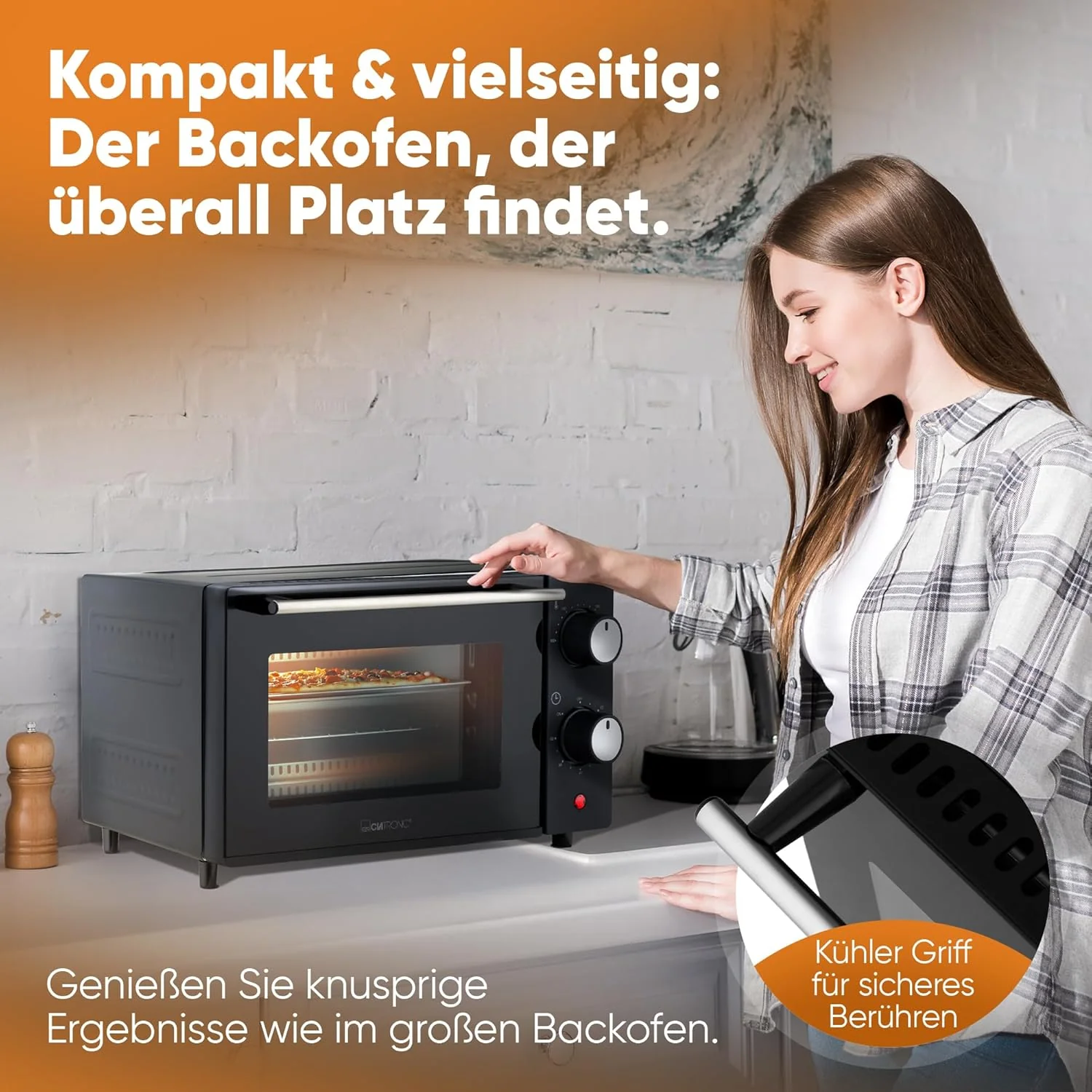 Clatronic MB 3746 Minibackofen, 8 Liter Backraum, Ober- und Unterhitze, 60 Minuten-Timer mit Endsign - Image 4
