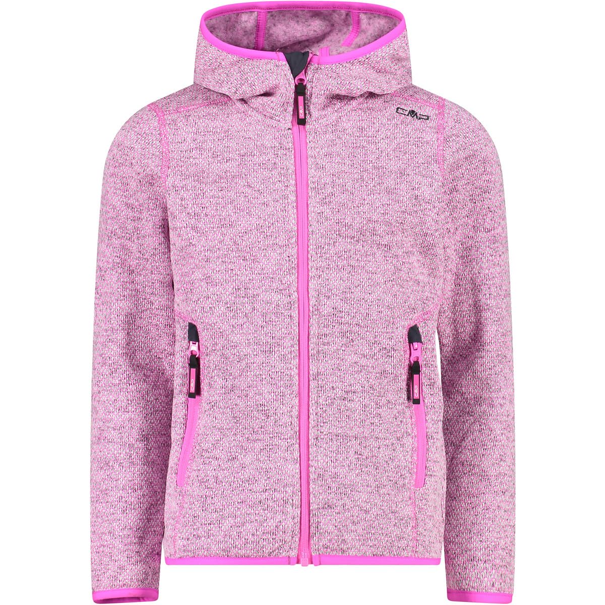 CMP Mädchen Knit Tech Melange Hood Fleecejacke, Lila Fluo-Titan