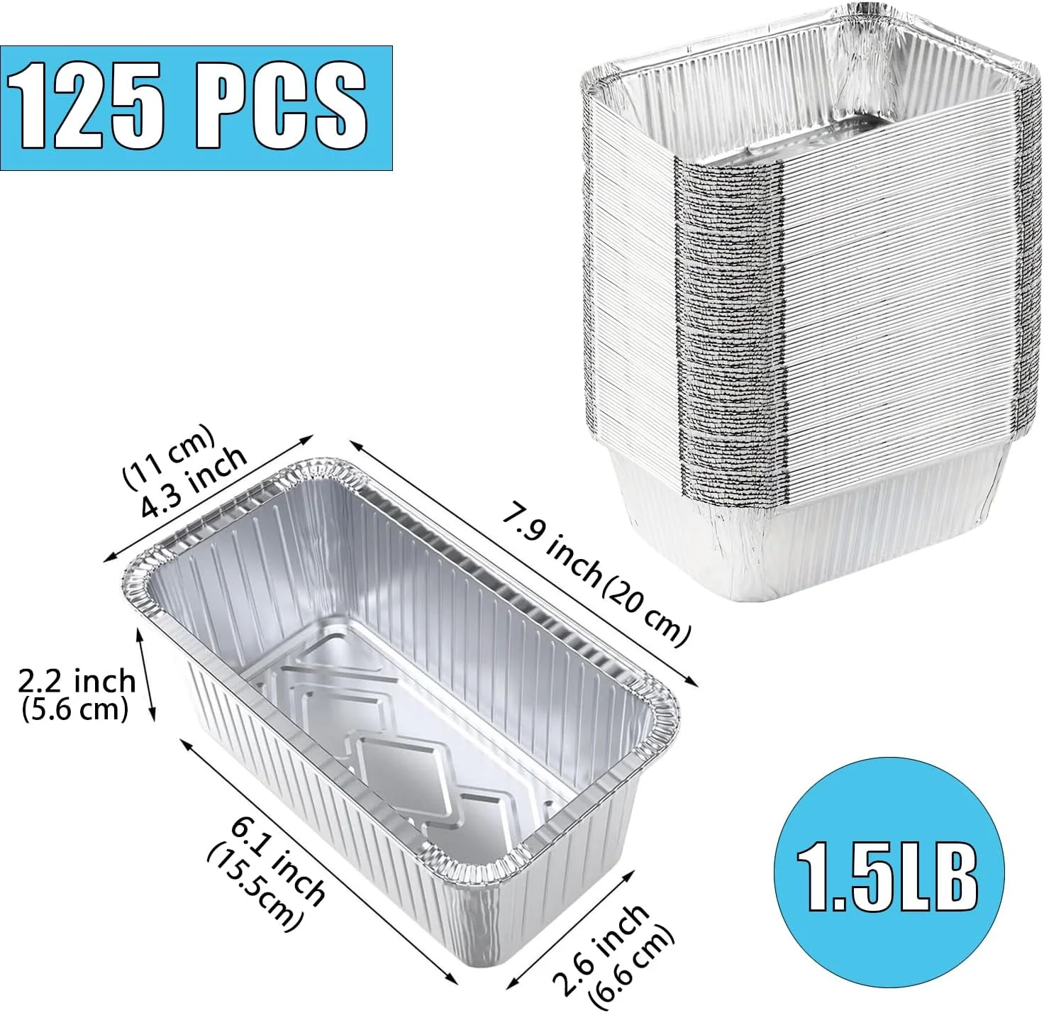 Cobenga 125 Packungen Aluminiumfolien-Backformen, 7,8 x 4 Zoll Einweg-Backformen aus Alufolie, Mini- - Image 2
