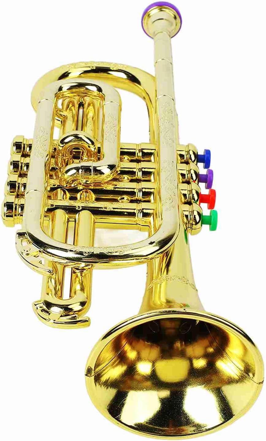 Cocoarm Trompetenspielzeug für Kinder, Pädagogisches Musikinstrument mit 4 Farbigen Tasten, Goldene - Image 3