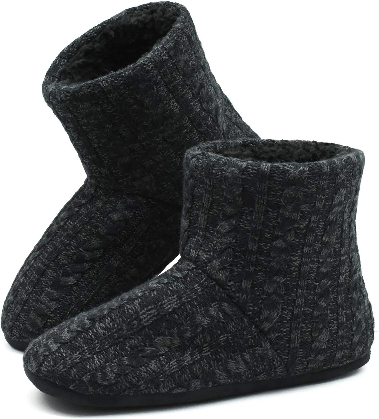 COFACE Herren Hüttenschuhe Lammfell Winter Hausschuhe Warme Plüsch Gefütterte Hausstiefel Männer Hau - Image 3