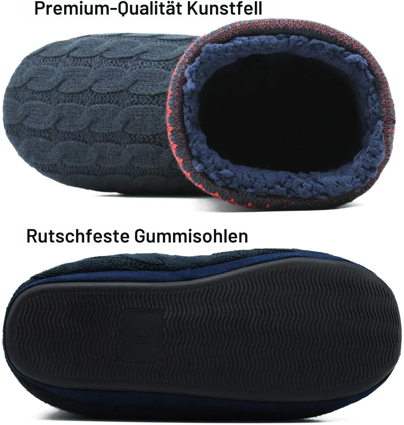 COFACE Herren Hüttenschuhe Lammfell Winter Hausschuhe Warme Plüsch Gefütterte Hausstiefel Männer Hau - Image 6
