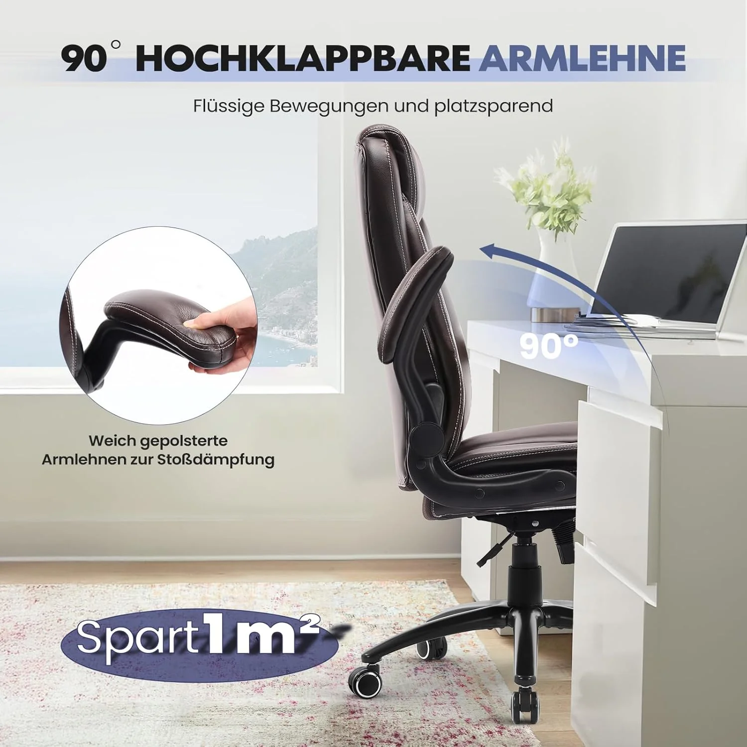 COLAMY Bürostuhl Ergonomisch, Ergonomischer Büro 360° Drehstuhl für Office, Chefsessel Stuhl mit Hoc - Image 4