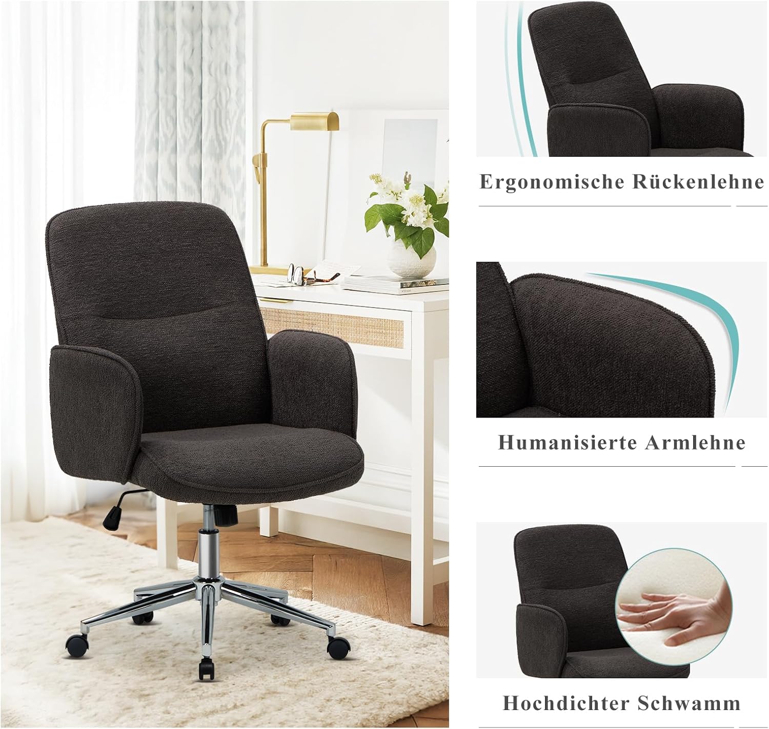 COLAMY High Back Shell-förmigen Bürostuhl, Moderne ergonomische Home Computer Schreibtischstuhl mit - Image 4