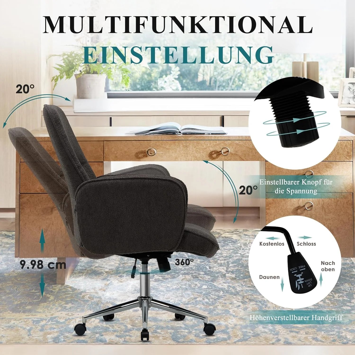 COLAMY High Back Shell-förmigen Bürostuhl, Moderne ergonomische Home Computer Schreibtischstuhl mit - Image 6
