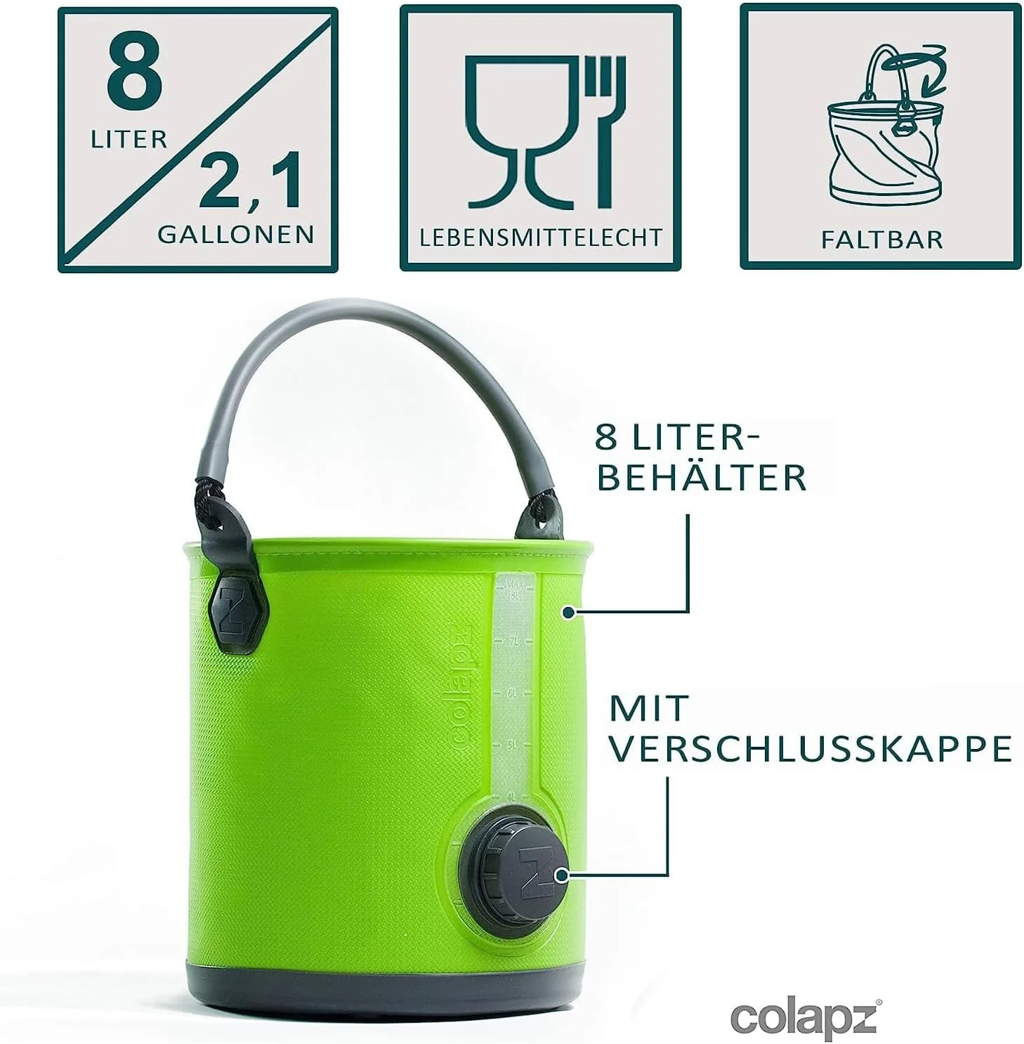 Colapz 2-in-1 Faltbarer Wasserkanister mit Hahn – BPA-freier Trinkwasserbehälter & Falteimer für Cam - Image 2